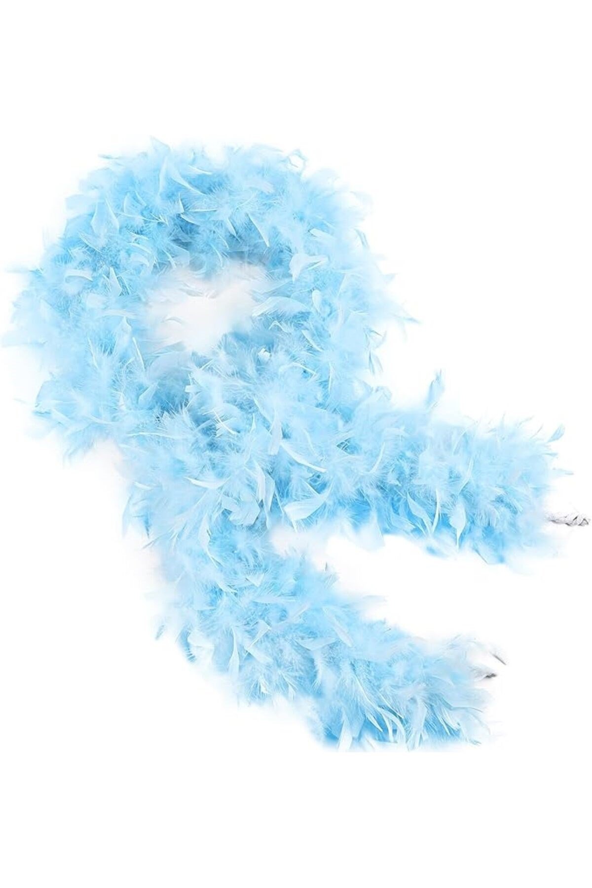 Açık Mavi Renk Kabarık Kalın Otriş Boa Tüy 6 cm Genişlik 180-200 cm Uzunluk