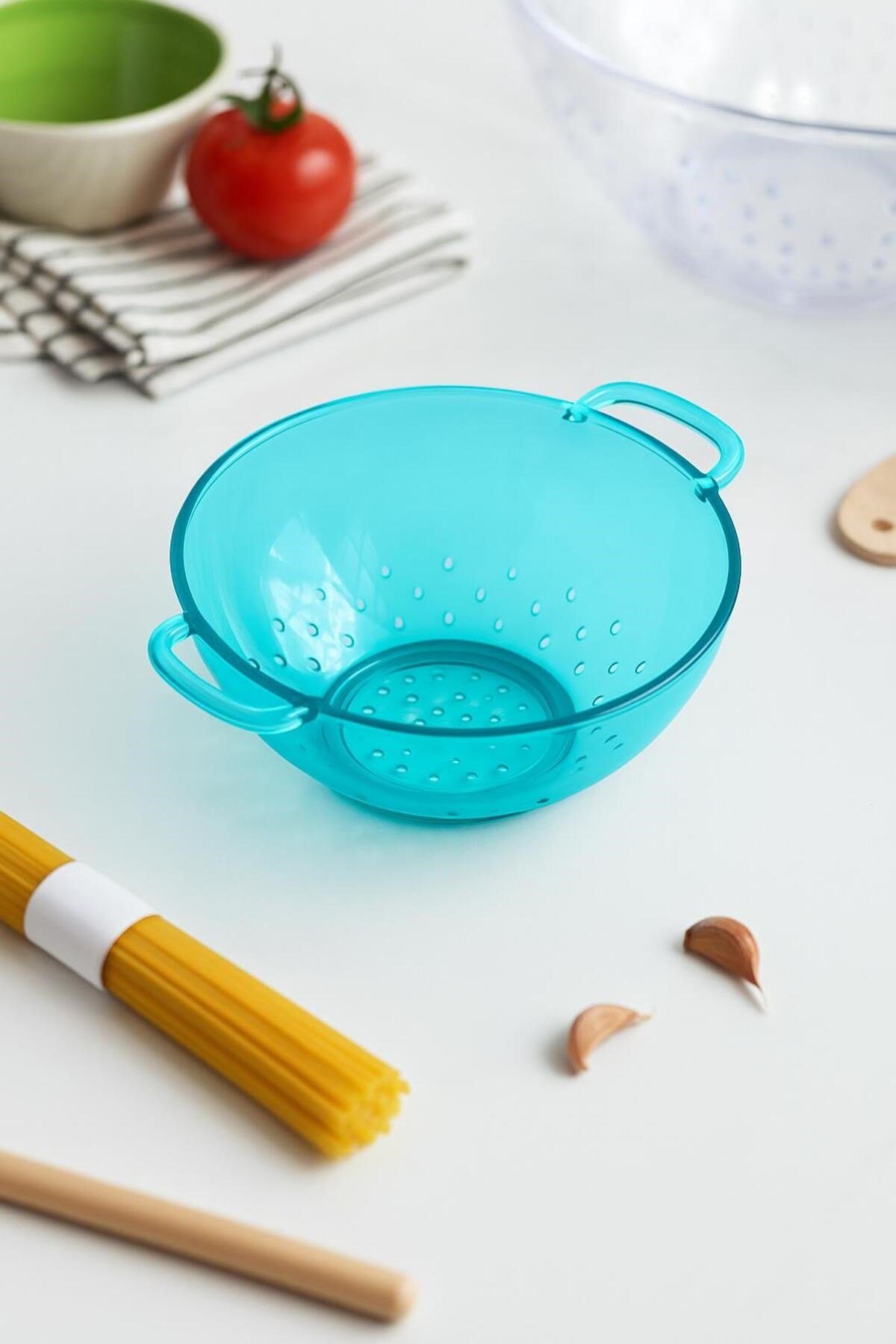 Akrilik Aquamarin Mini Pirinç Süzgeçi & Bakliyat Süzgeçi (3 SU BARDAĞI ÖLÇÜLÜ)