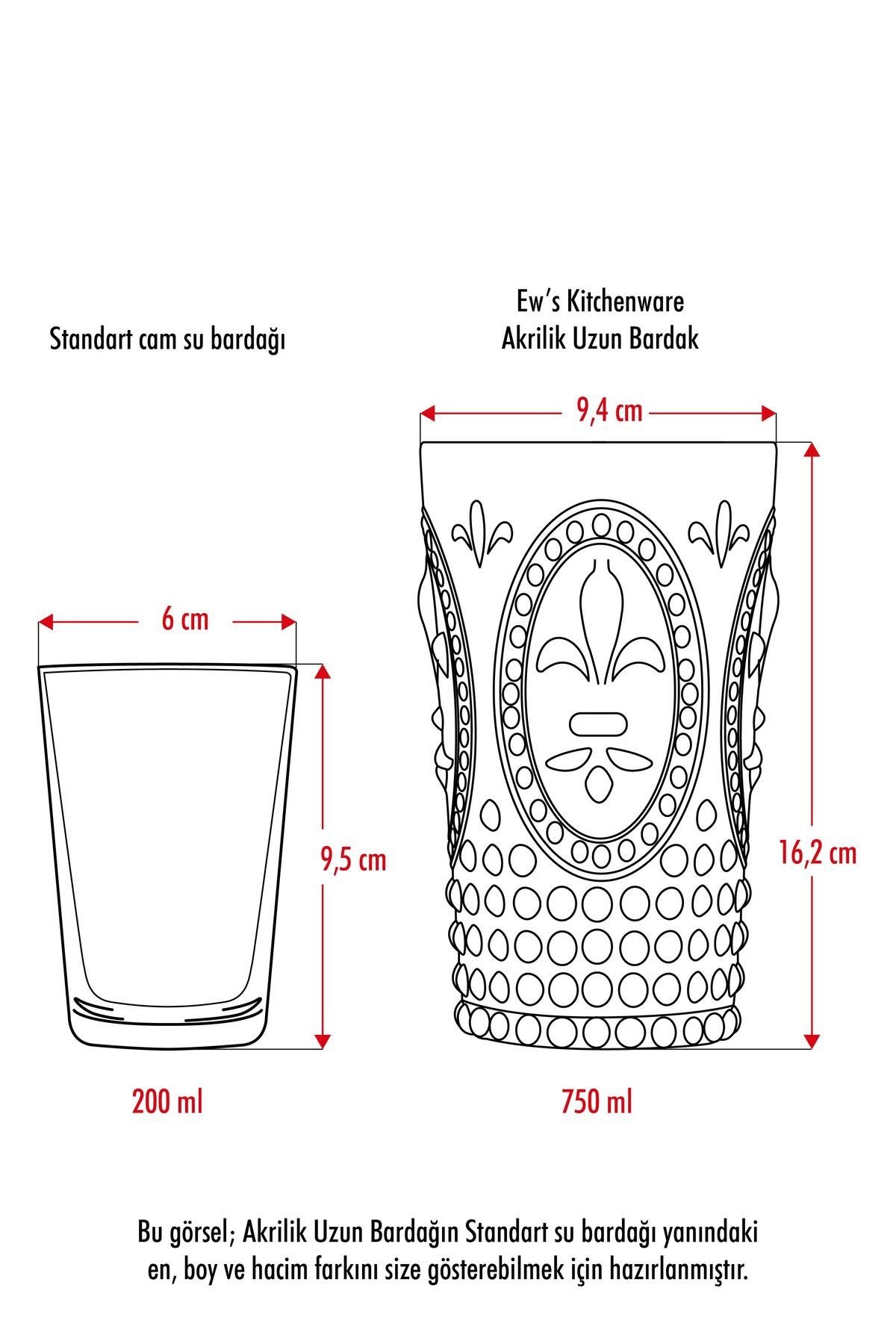 Akrilik Aquamarin Tekli Uzun Bardak & Su Meşrubat Bardağı 750 ml ( Büyük Boy & Cam Değildir )