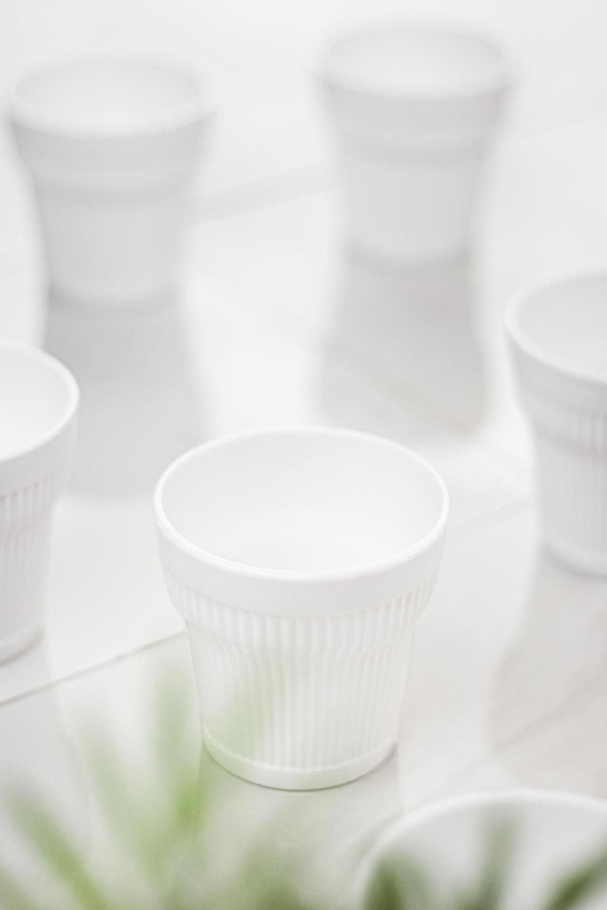 Akrilik Beyaz 6'lı Kısa Bardak & Su Meşrubat Kahve Yanı Bardağı 300 ml ( Cam Değildir )