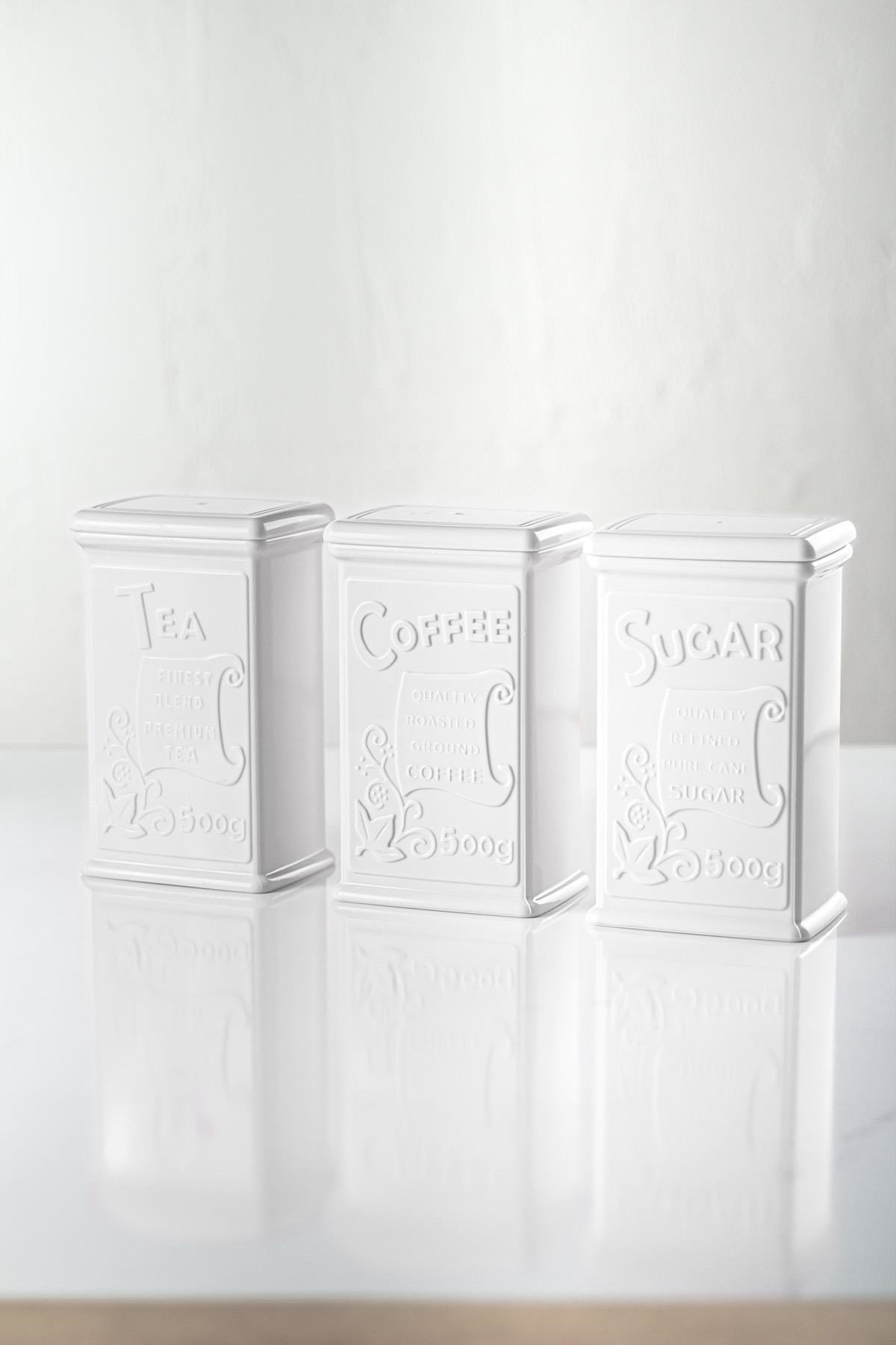 Akrilik Beyaz Şeker Kahve Çay Kavanozu 500 Ml (Vakum Kapak )