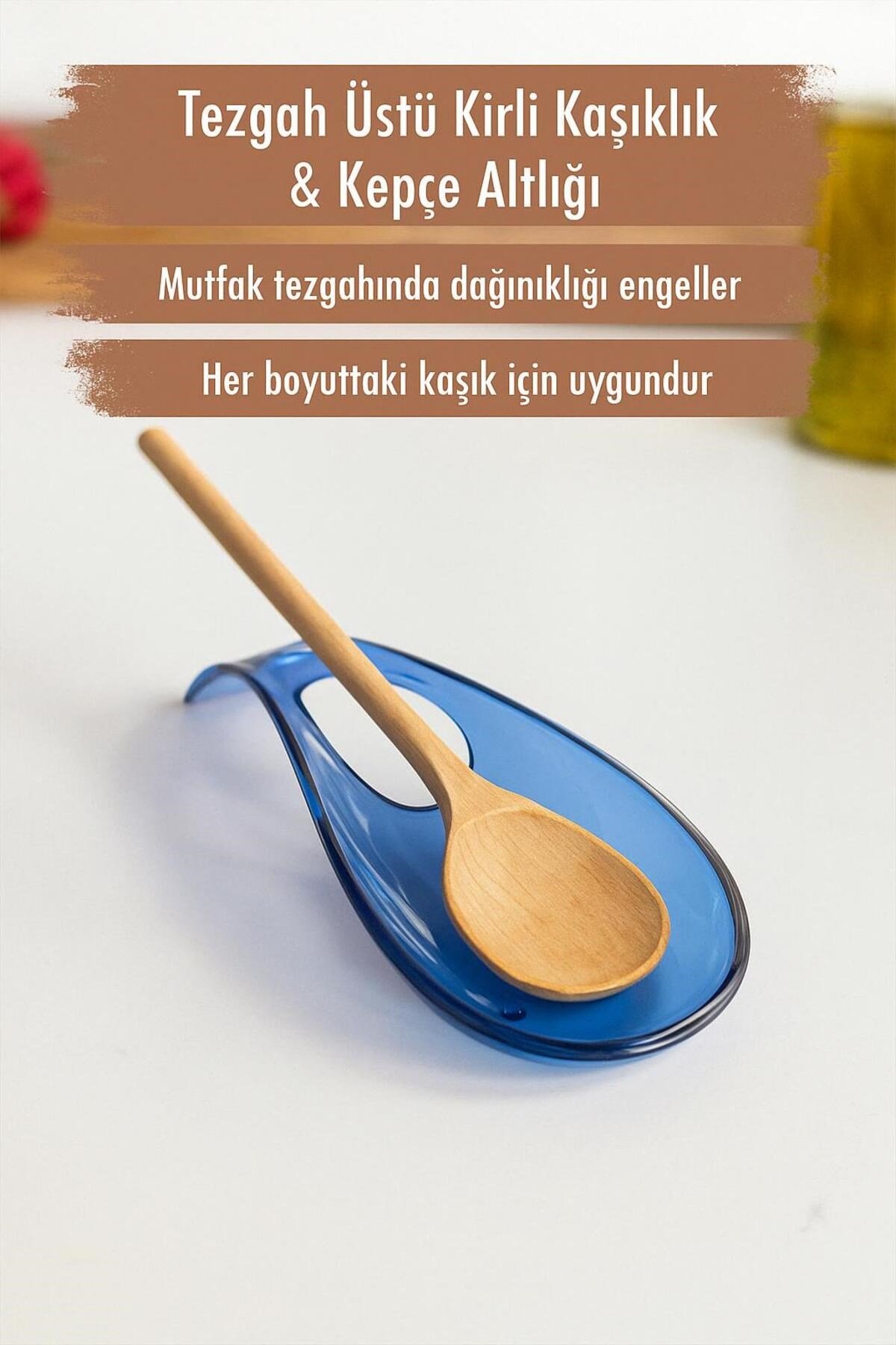 Akrilik Mavi Tezgah Üstü Kirli Kaşıklık & Kepçe Altlığı