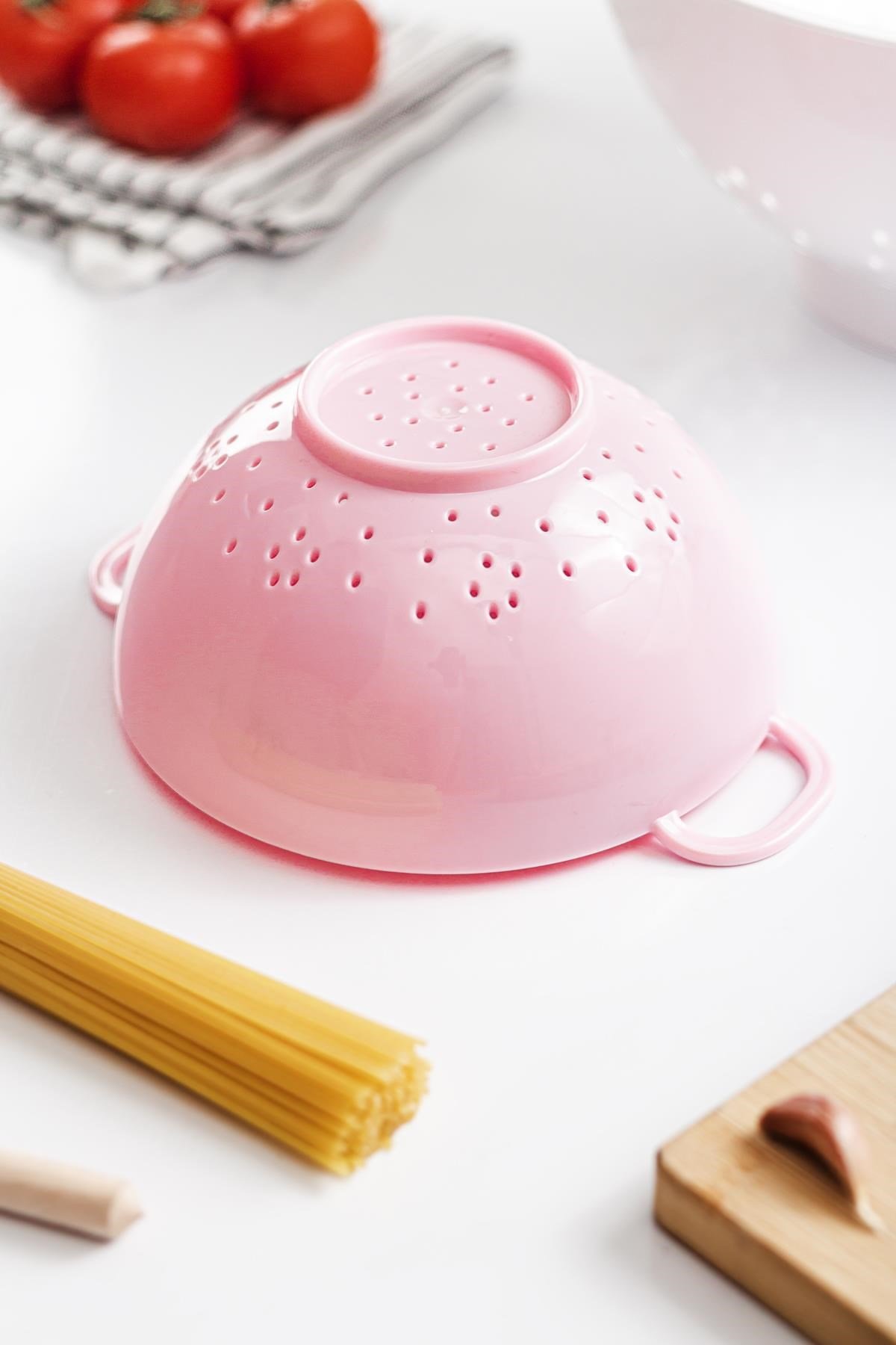Akrilik Soft Pembe Mini Pirinç Süzgeçi & Bakliyat Süzgeçi (3 SU BARDAĞI ÖLÇÜLÜ)