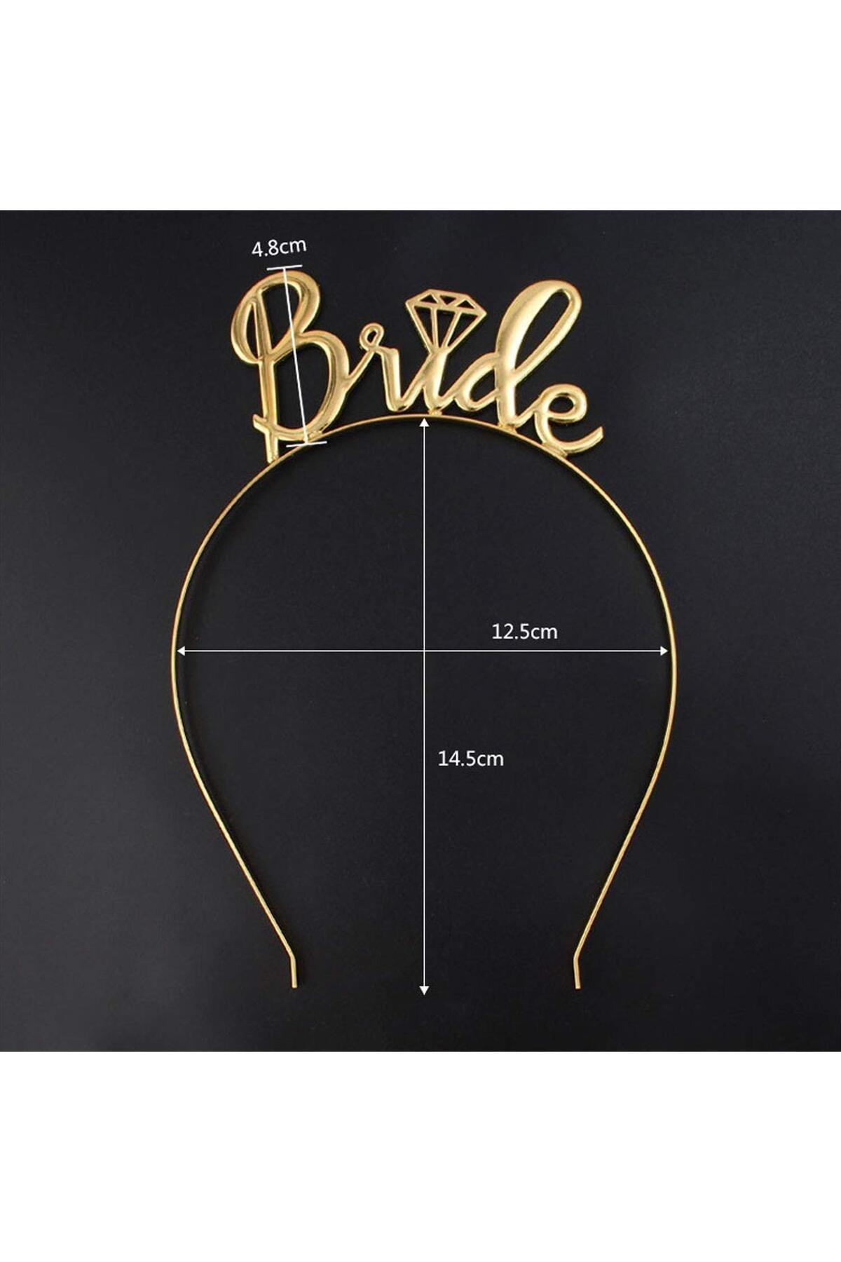 Altın Dore Gold Renk Bride Yazılı Metal Gelin Tacı Bride Tacı