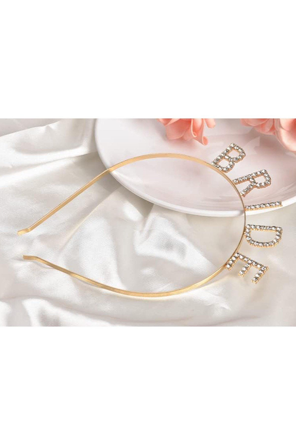 Altın Gold Renk Bekarlığa Veda Kristal Taş Bride Tacı İthal 16x10 cm