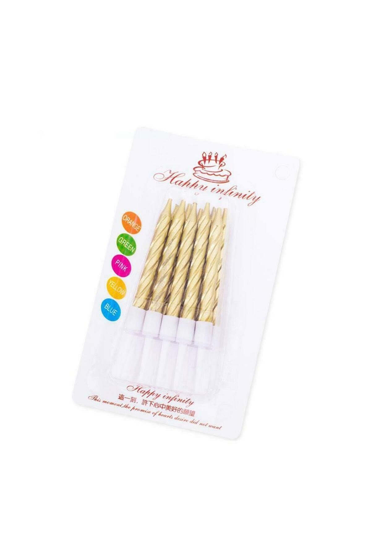 Altın Gold Renk Doğum Günü Evlilik Yıldönümü Pasta Mumları 10 Adet