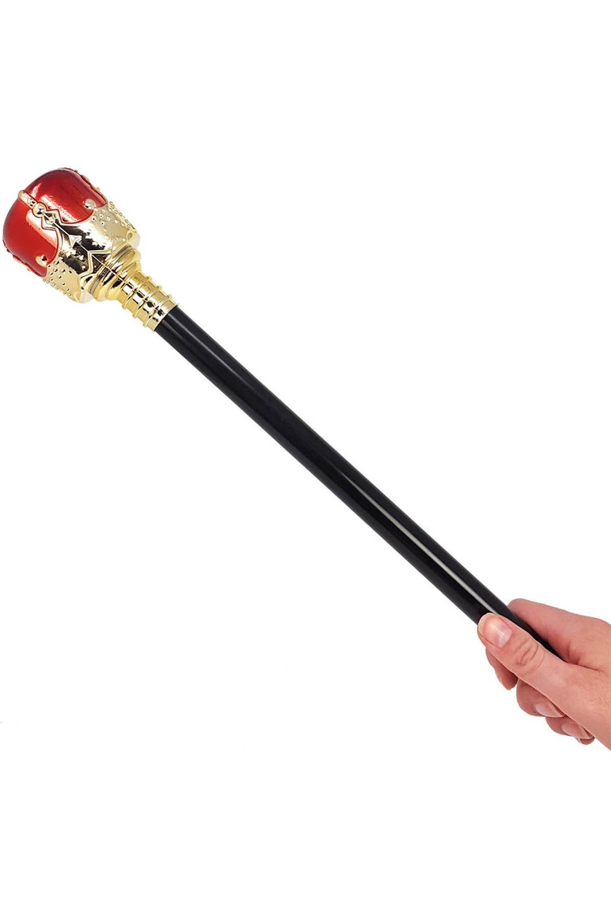 Altın Renk 60 cm Kral Tacı Kraliyet Tacı ve Kırmızı Topuzlu Kral Asası Seti