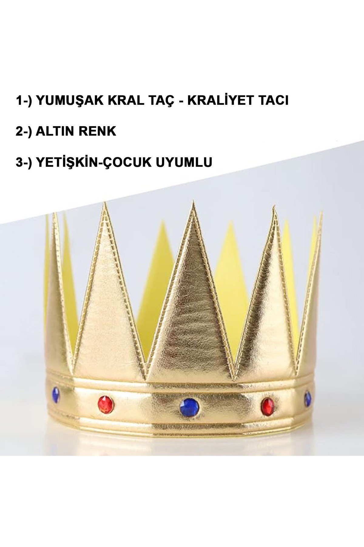 Altın Renk Eva Yumuşak Kral Kraliyet Tacı Yetişkin Çocuk Uyumlu 55 cm