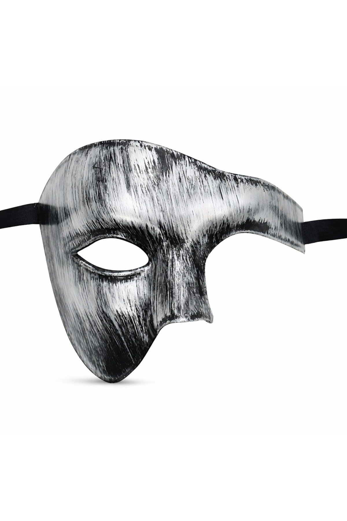 Antik Eskitme Gümüş Erkek Yarım Maske - Phantom & Balo Maskesi
