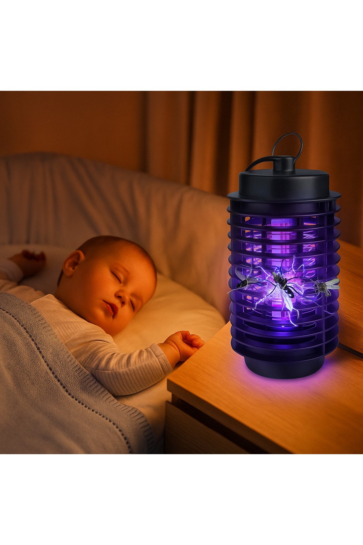 Asılabilir Kimyasalsız Sinek Öldürücü 25cm | Mor Işık 5w 600v | 20m² Etki | Sessiz Uv Led