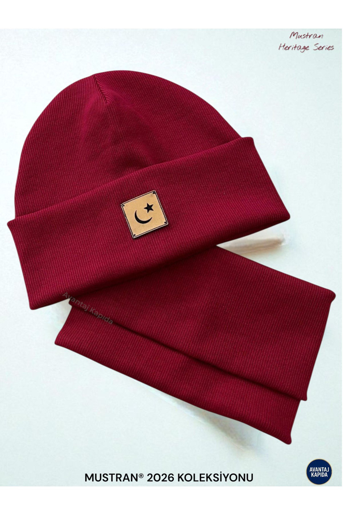 Atatürk ve Türk Sembollü Pamuklu Ribana Bere Boyunluk 2’li Set-El İşçiliği Unisex Hediyelik