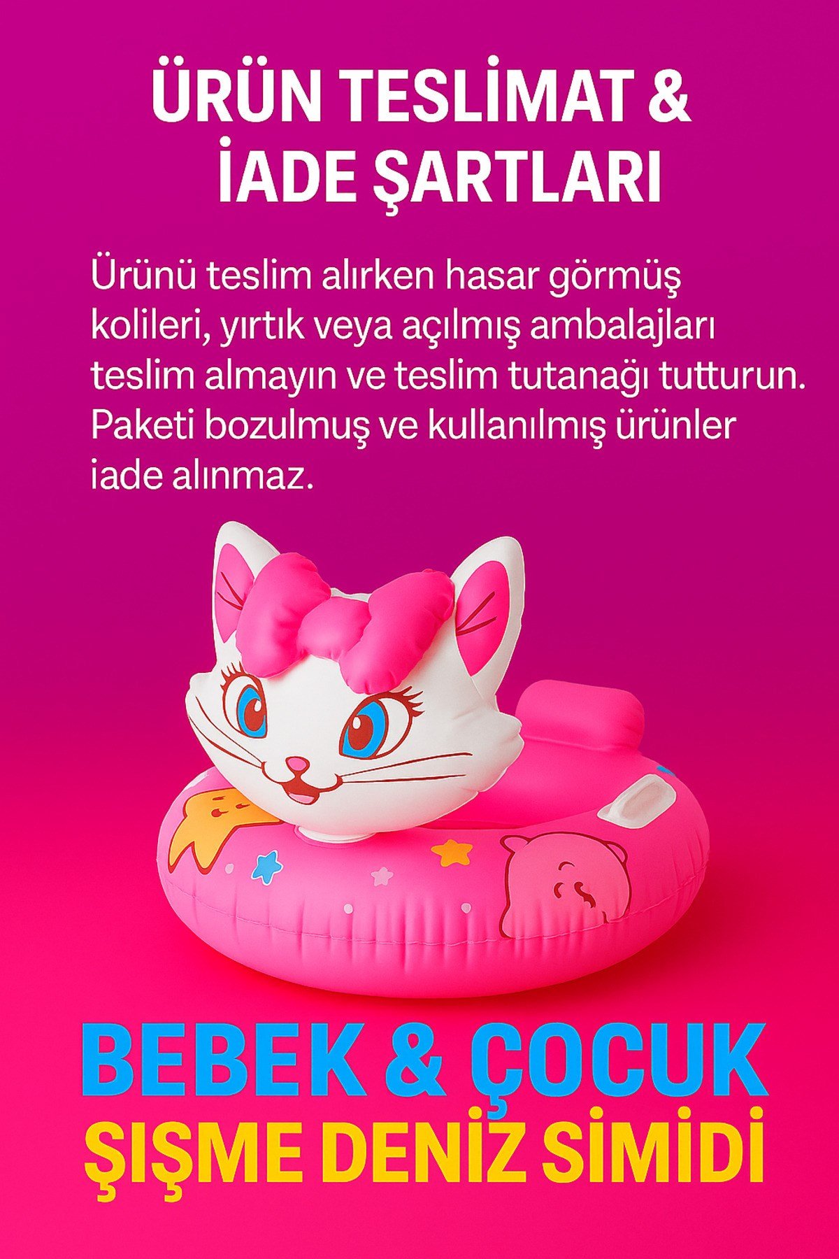 Bebek Çocuk Şişme Deniz Simidi 0-4 Yaş 20kg Destekli Saplı Yüzme Havuz Oturaklı plaj oyuncağı