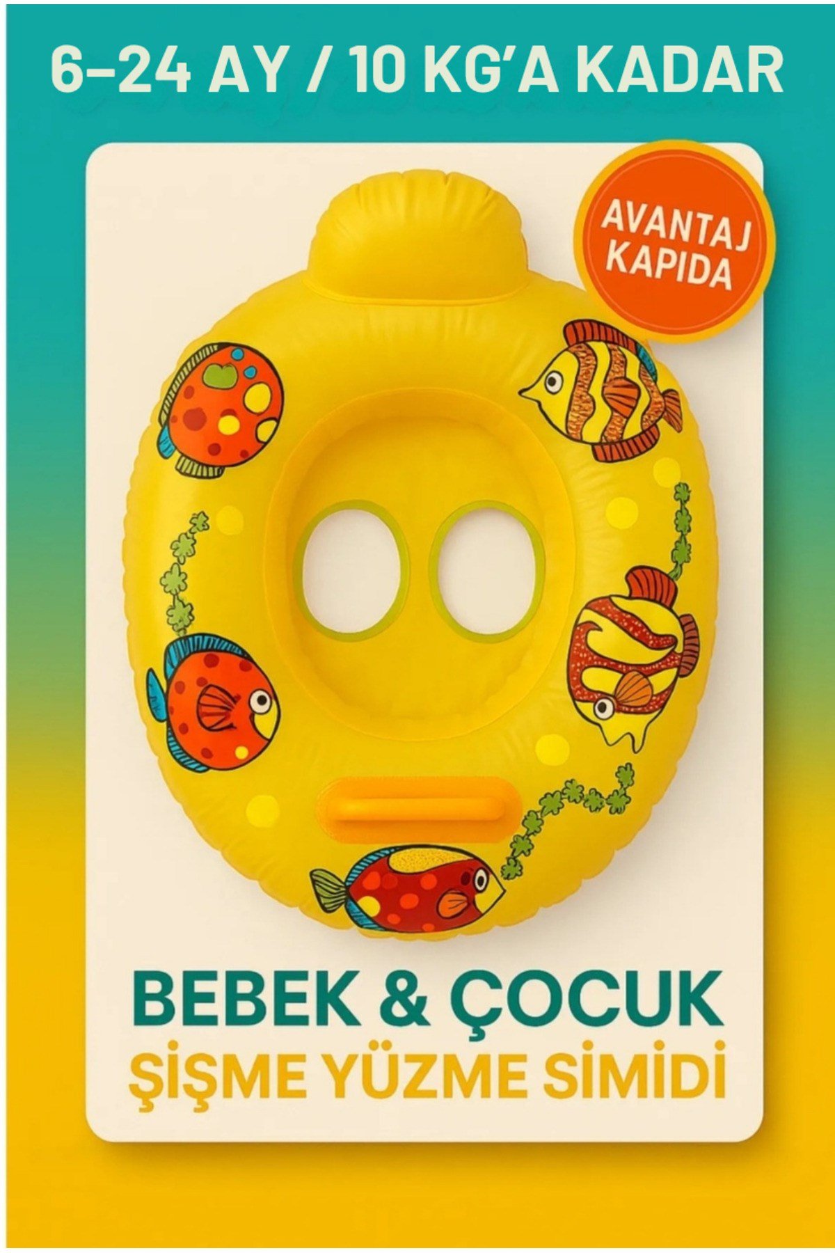 Bebek Oturaklı Şişme Yüzme Simidi–6–24 Ay – Max 10 Kg-bacak Geçişi 10x7 Cm-tutma Saplı – Havuz Deniz
