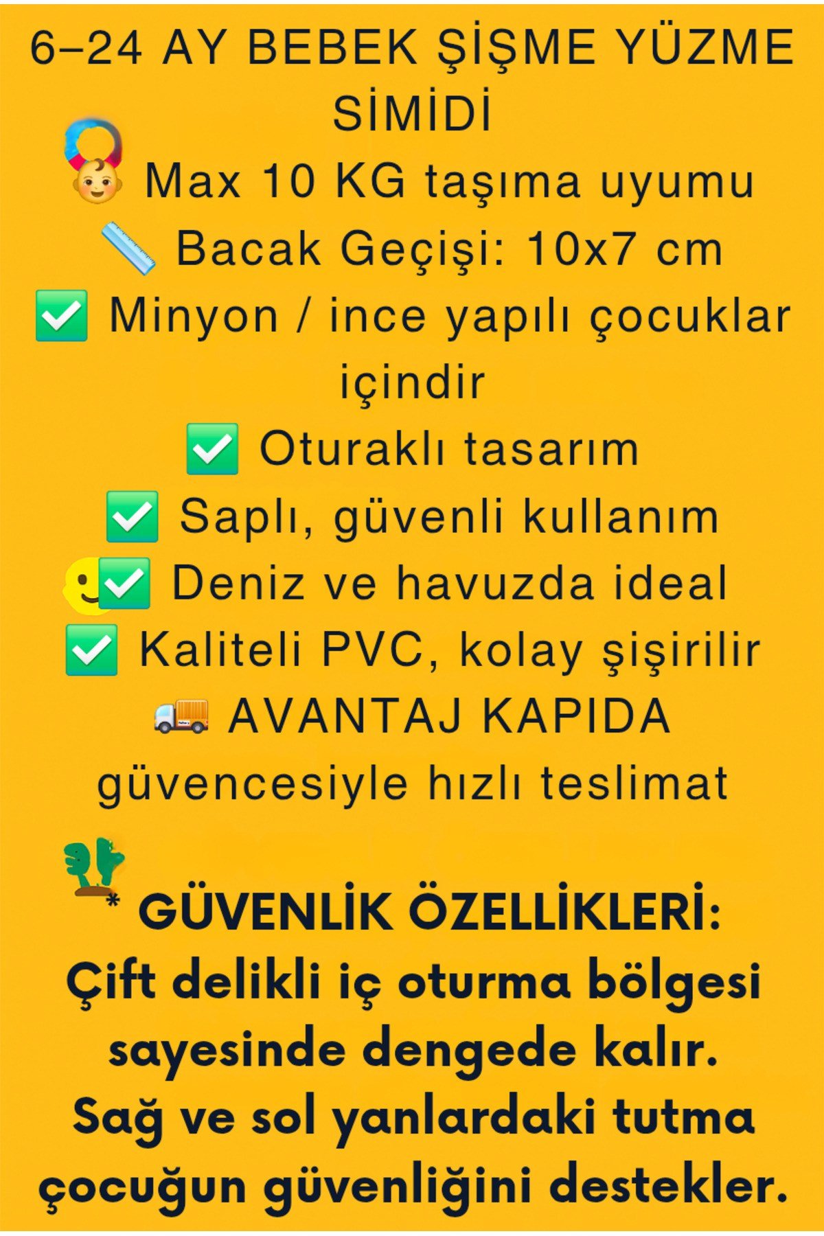 Bebek Oturaklı Şişme Yüzme Simidi–6–24 Ay–max 10 Kg-bacak Geçişi 10x7 Cm–tutma Saplı–havuz Deniz