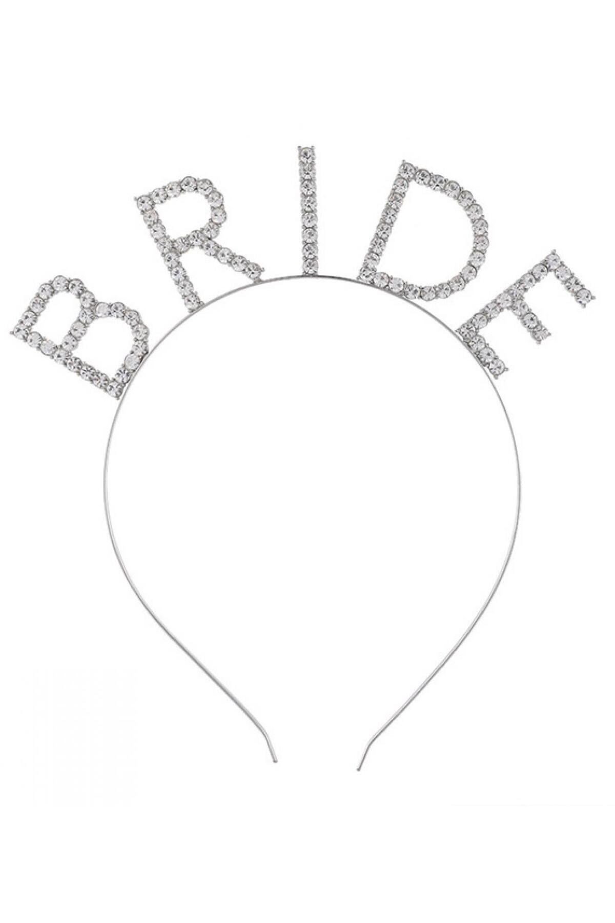 Bekarlığa Veda Mega Boy Kristal Taşlı Gümüş Bride Taç Gelin Tacı 20X21 cm