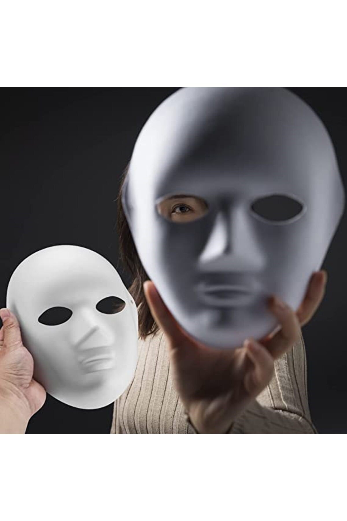 Beyaz Renk Boyanabilir Anonim Tam Yüz Cosplay Maske 24x18 cm