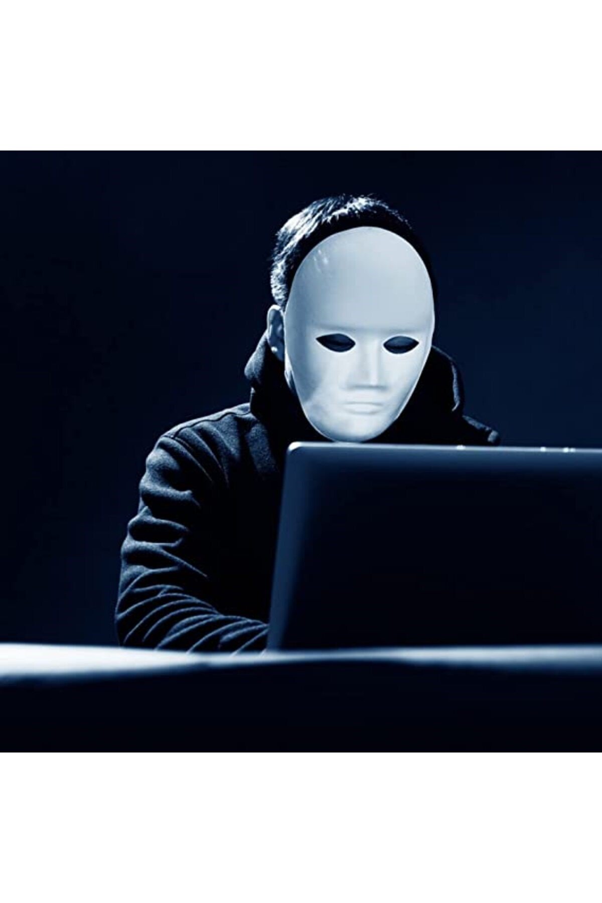 Beyaz Renk Boyanabilir Anonim Tam Yüz Cosplay Maske 24x18 cm