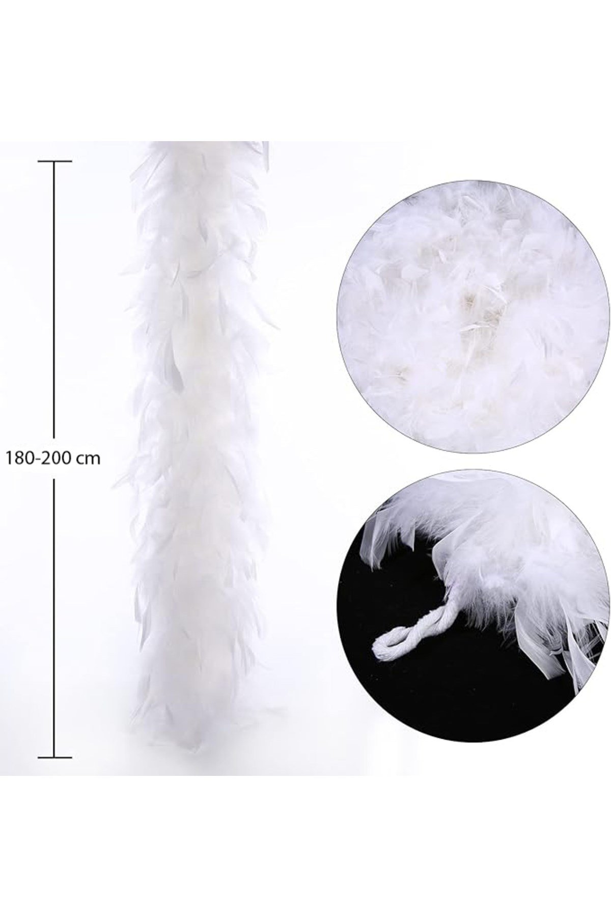 Beyaz Renk Kabarık Kalın Otriş Boa Tüy 6 cm Genişlik 180-200 cm Uzunluk