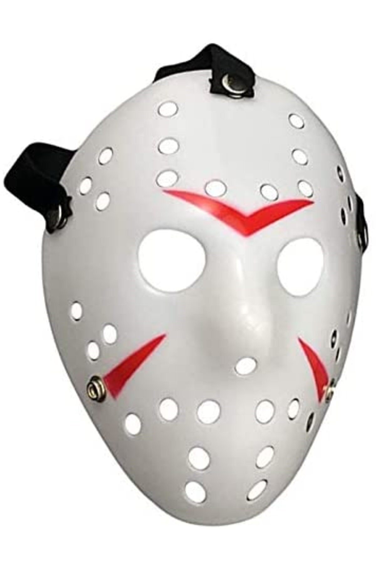Beyaz Renk Kırmızı Çizgili Tam Yüz Hokey Jason Maskesi Hannibal Maskesi