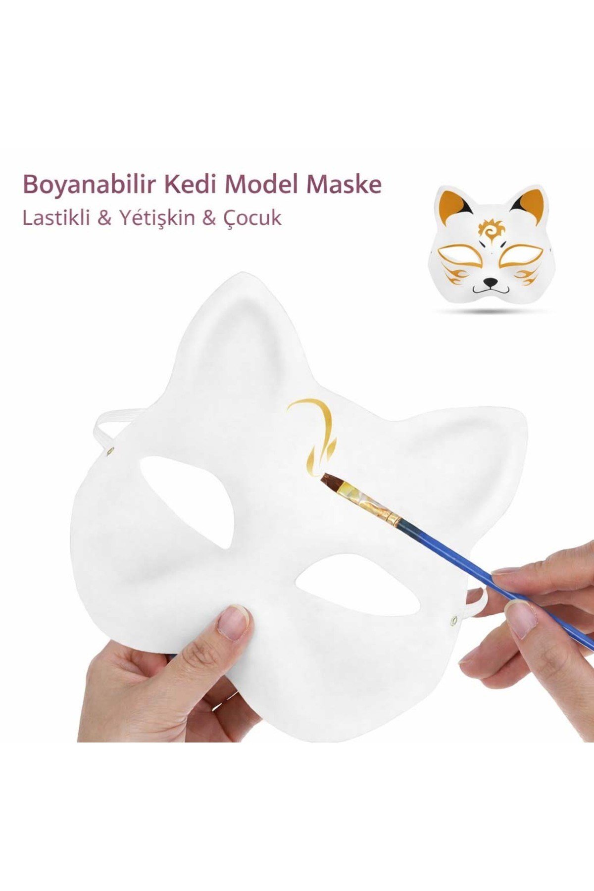 Boyanabilir Kedi Model Maske – Kendi Tasarımını Oluştur