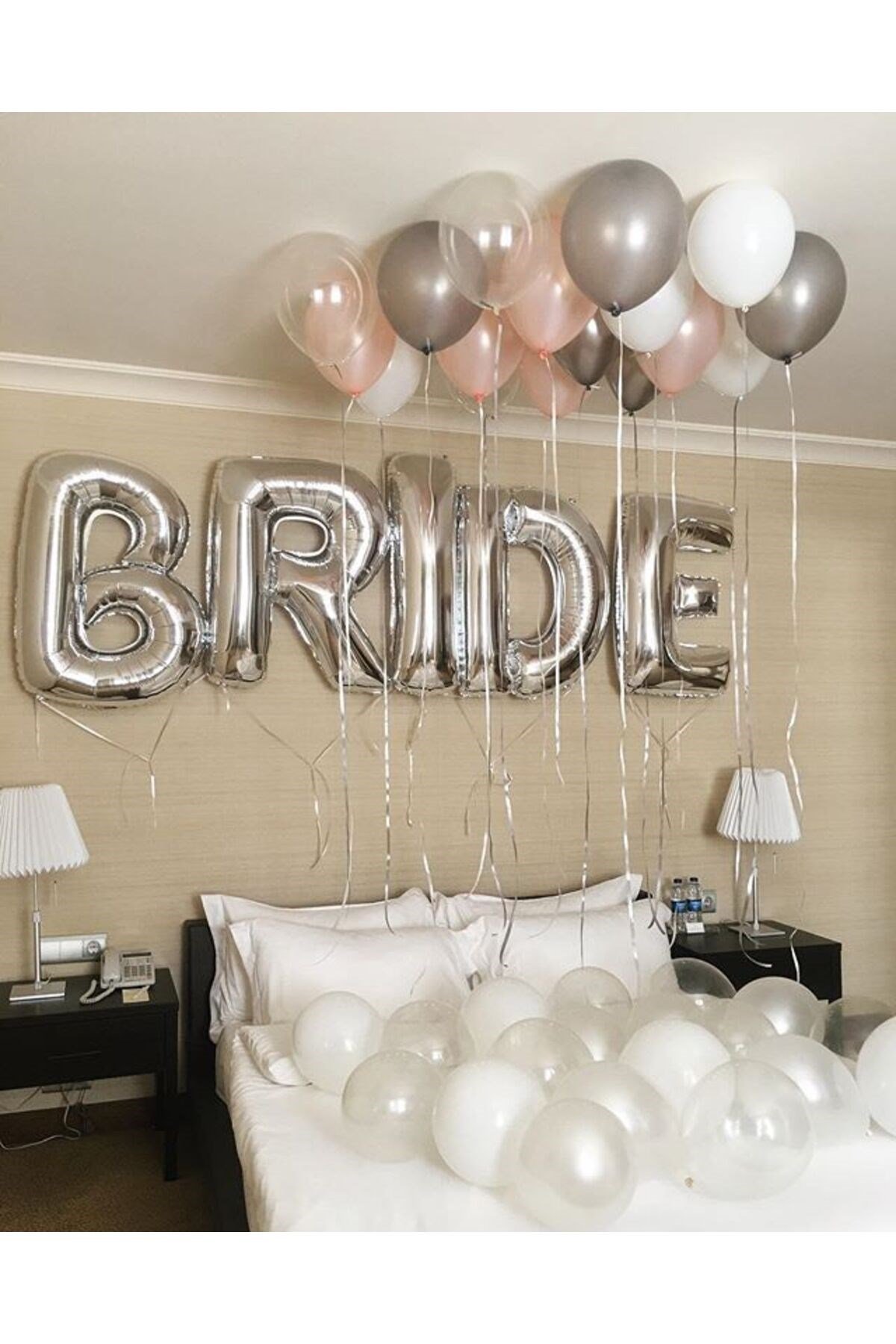 Bride Yazılı Bekarlığa Veda Partisi Folyo Balonu Gümüş Renk 100 cm