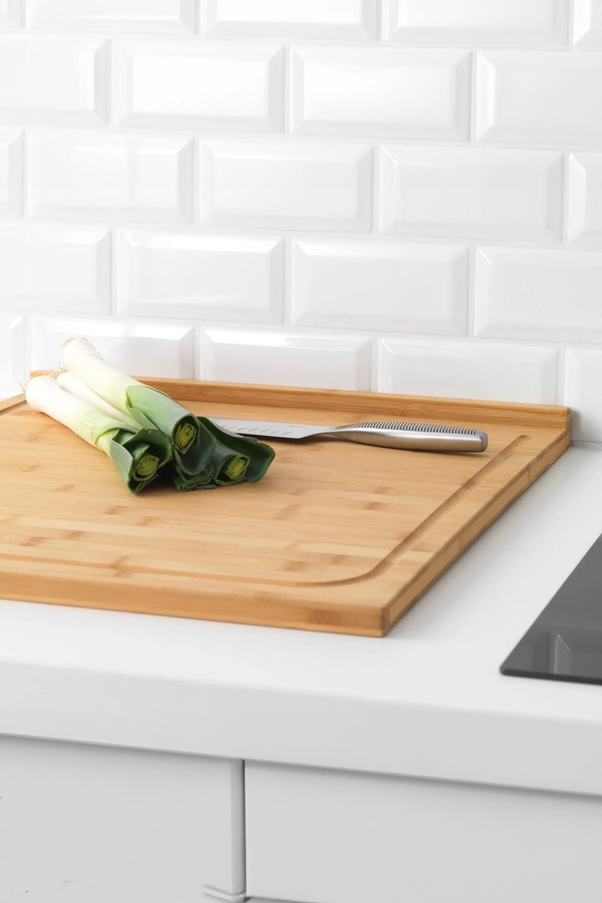 Büyük Boy Tezgah Üstü Kesme Tahtası & Çok Amaçlı Kesme Tahtatı & Hamur Açma Tahtası (38*45* Cm)