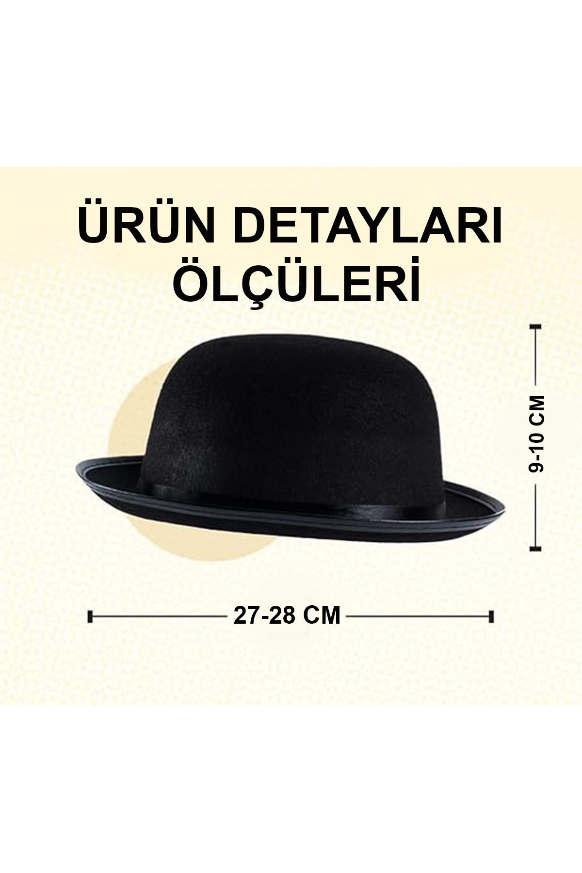Charlie Chaplin Stil Yetişkin Şapkası – Siyah Melon Parti Şapkası