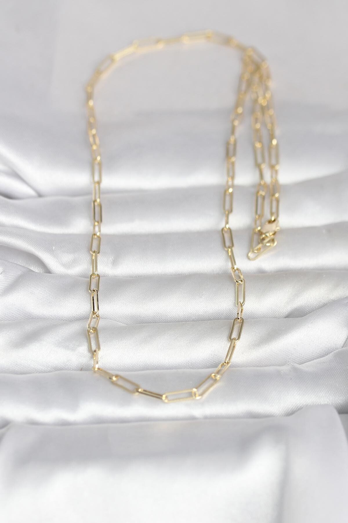CM 14K Gold Renk Ataç Zincirli Model 60 cm Kadın Kolye
