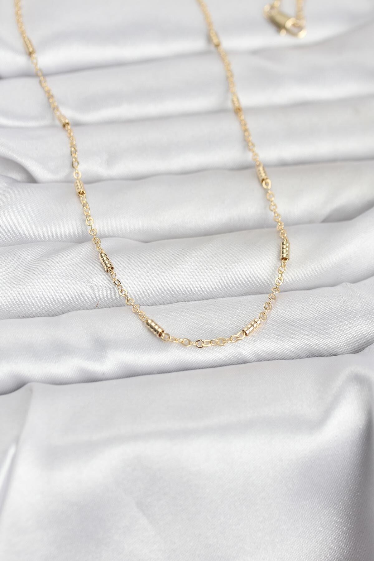 CM 14K Gold Renk Bar Zincir Model 60 cm Kadın Kolye