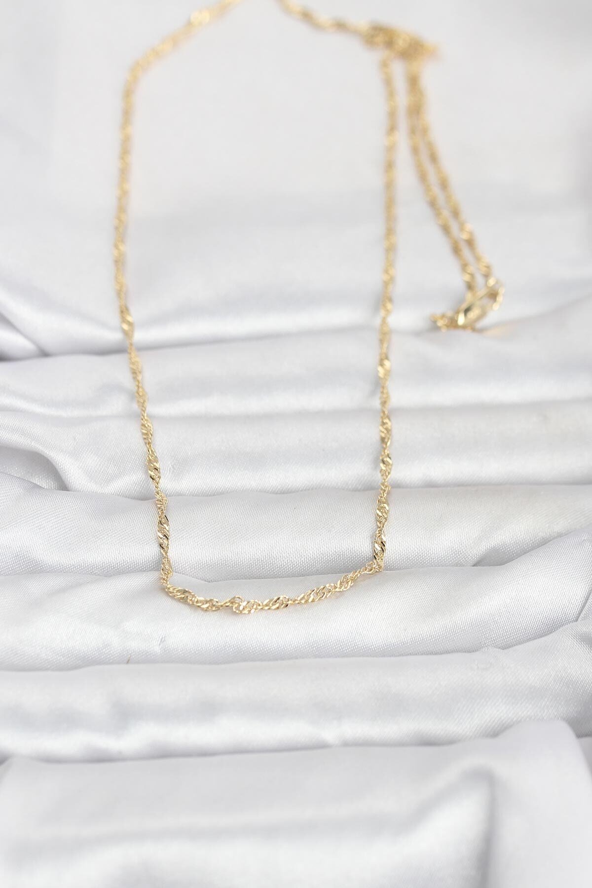 CM 14K Gold Renk Burgu Zincirli 60 cm Kadın Kolye
