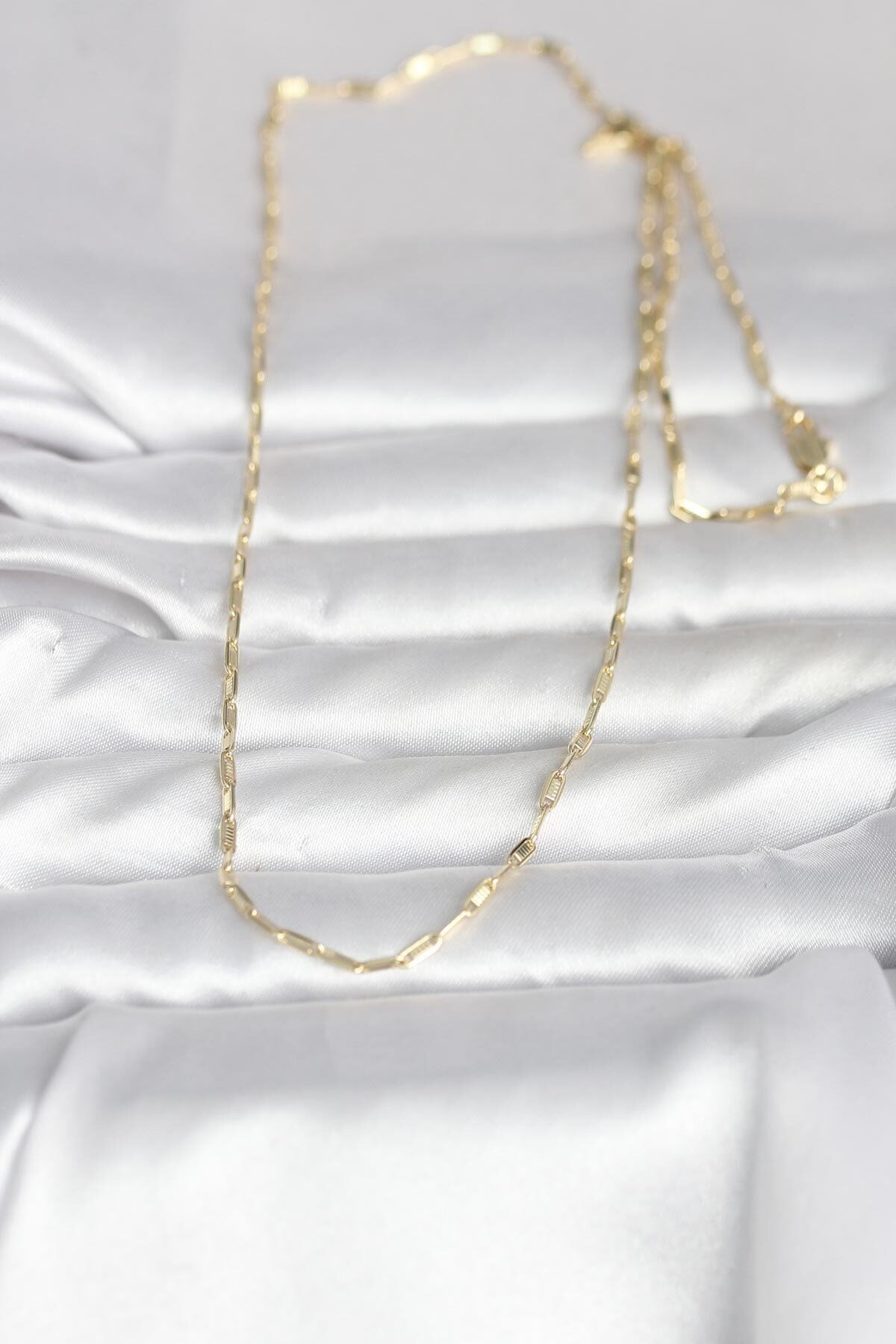CM 14K Gold Renk İnce Ataç Zincir Model 60 cm Kadın Kolye