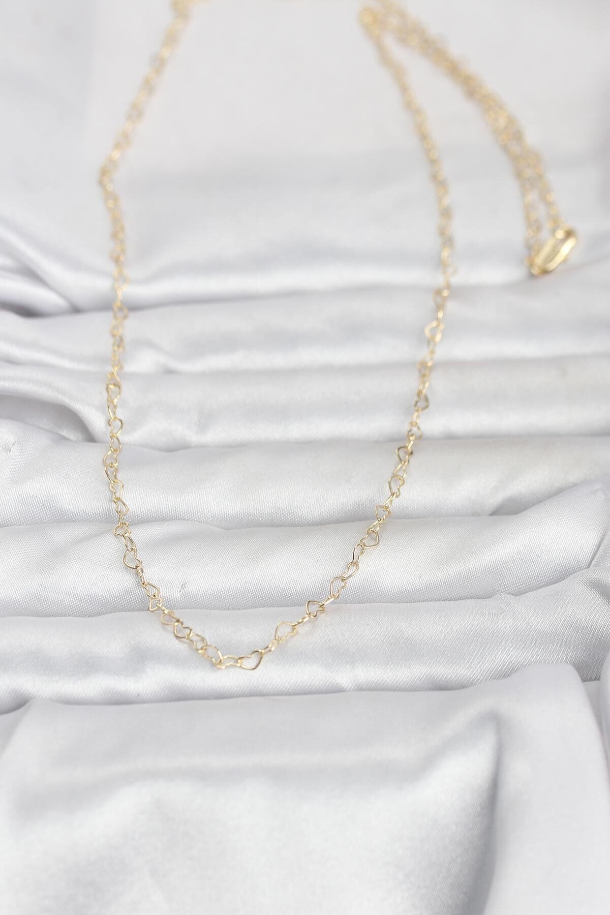 CM 14K Gold Renk Kalp Zincirli 60 cm Kadın Kolye