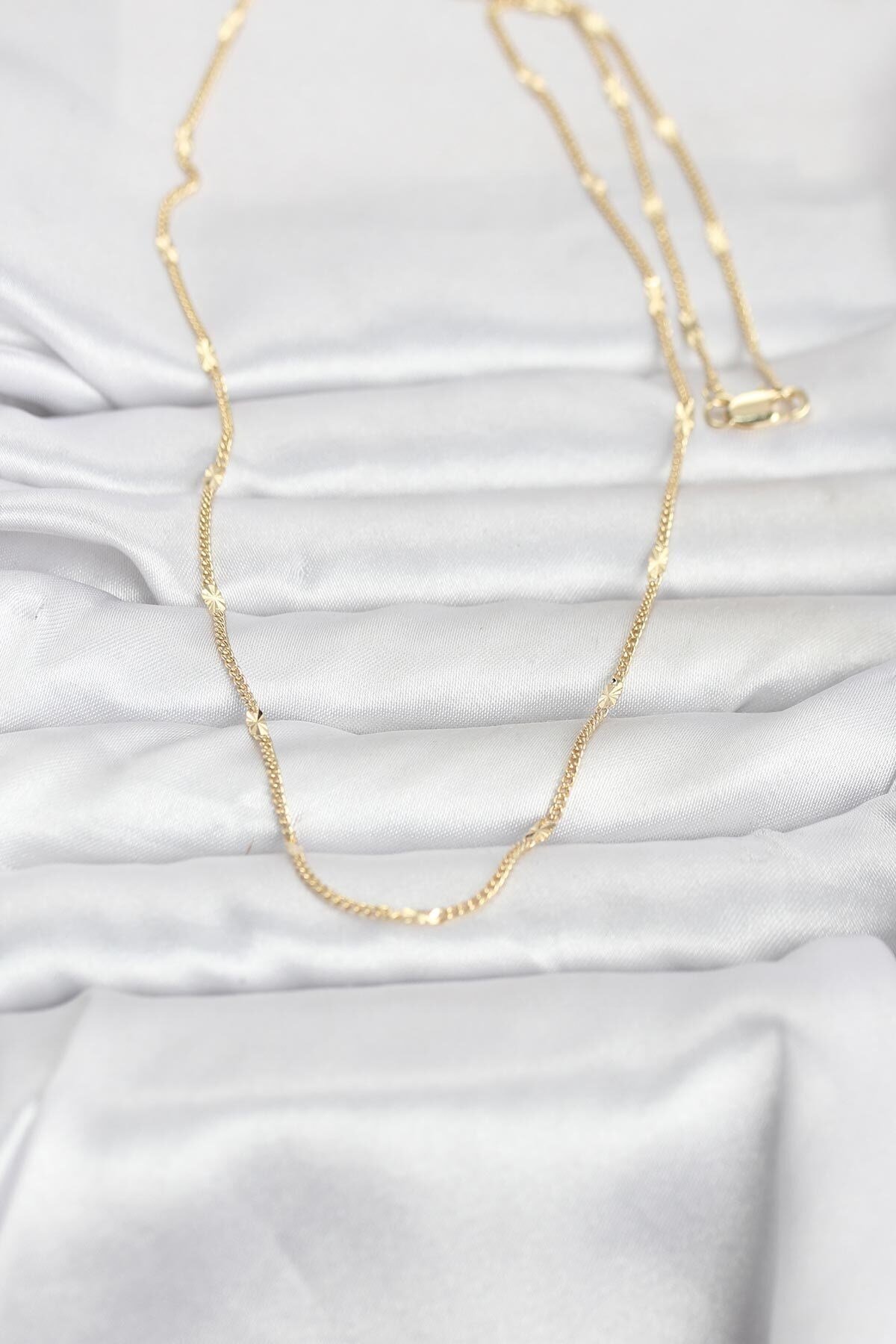 CM 14K Gold Renk Lazer Puntalı Model 60 cm Kadın Kolye