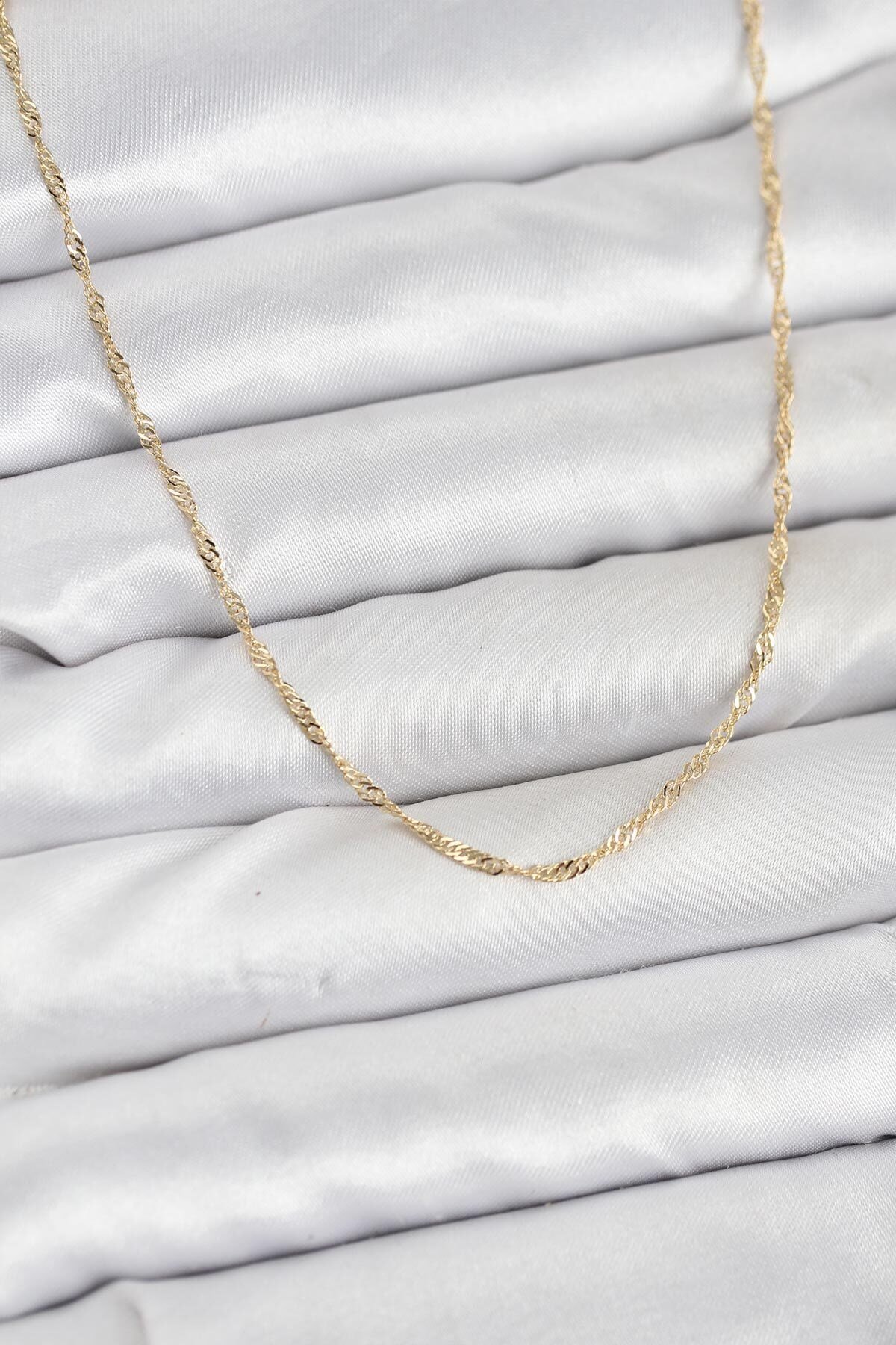 CM 14K Gold Renk Pirinç Ezme Burgu Model Kadın Kolye