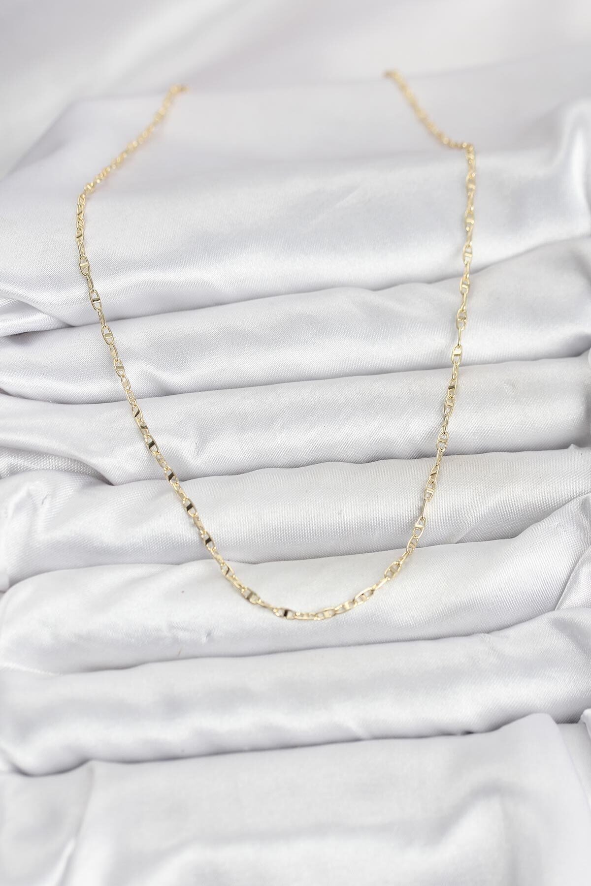 CM 14K Gold Renk Pirinç Gemi Zinciri Model Kadın Kolye