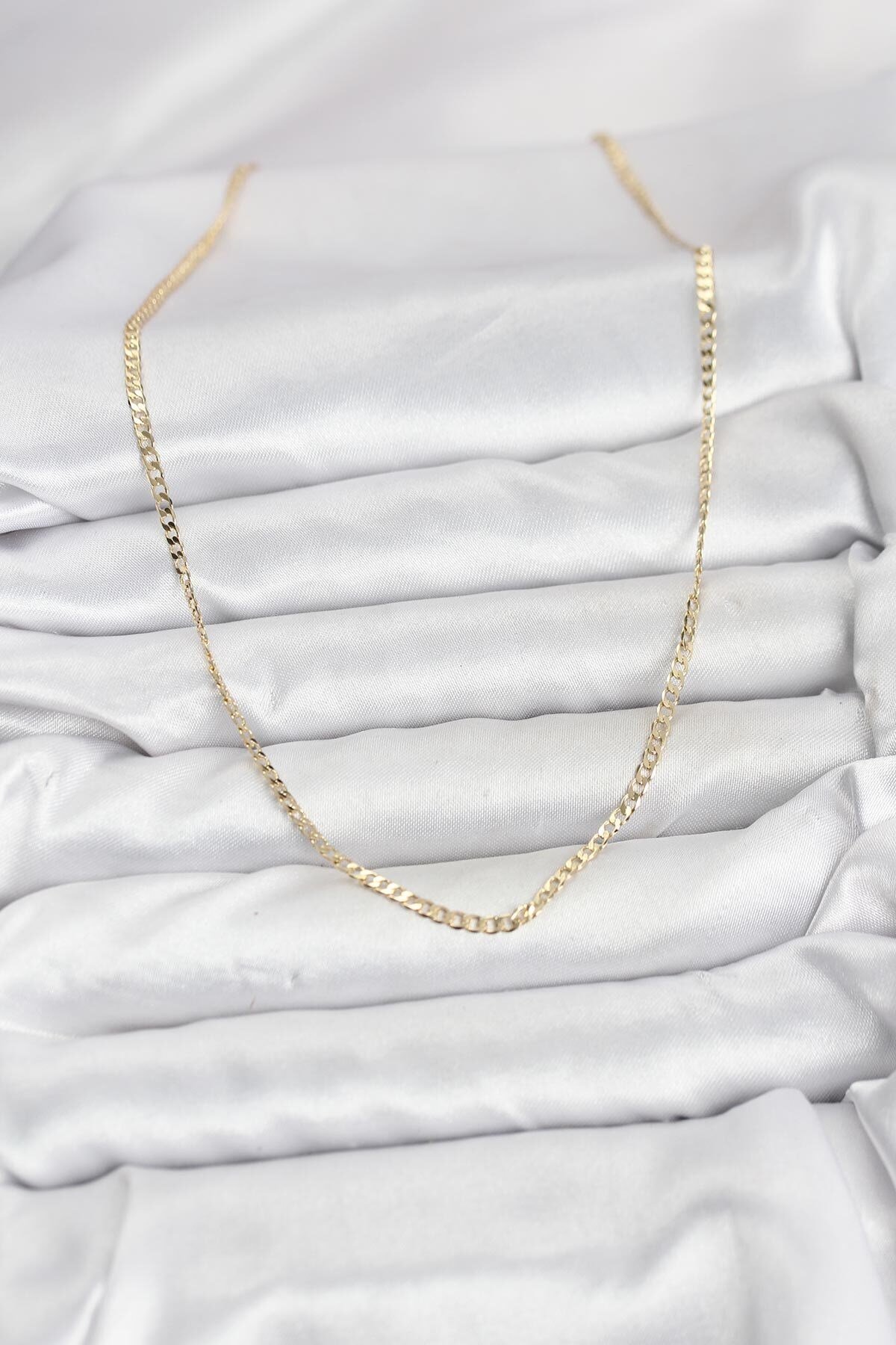 CM 14K Gold Renk Pirinç Zincir Model Kadın Kolye