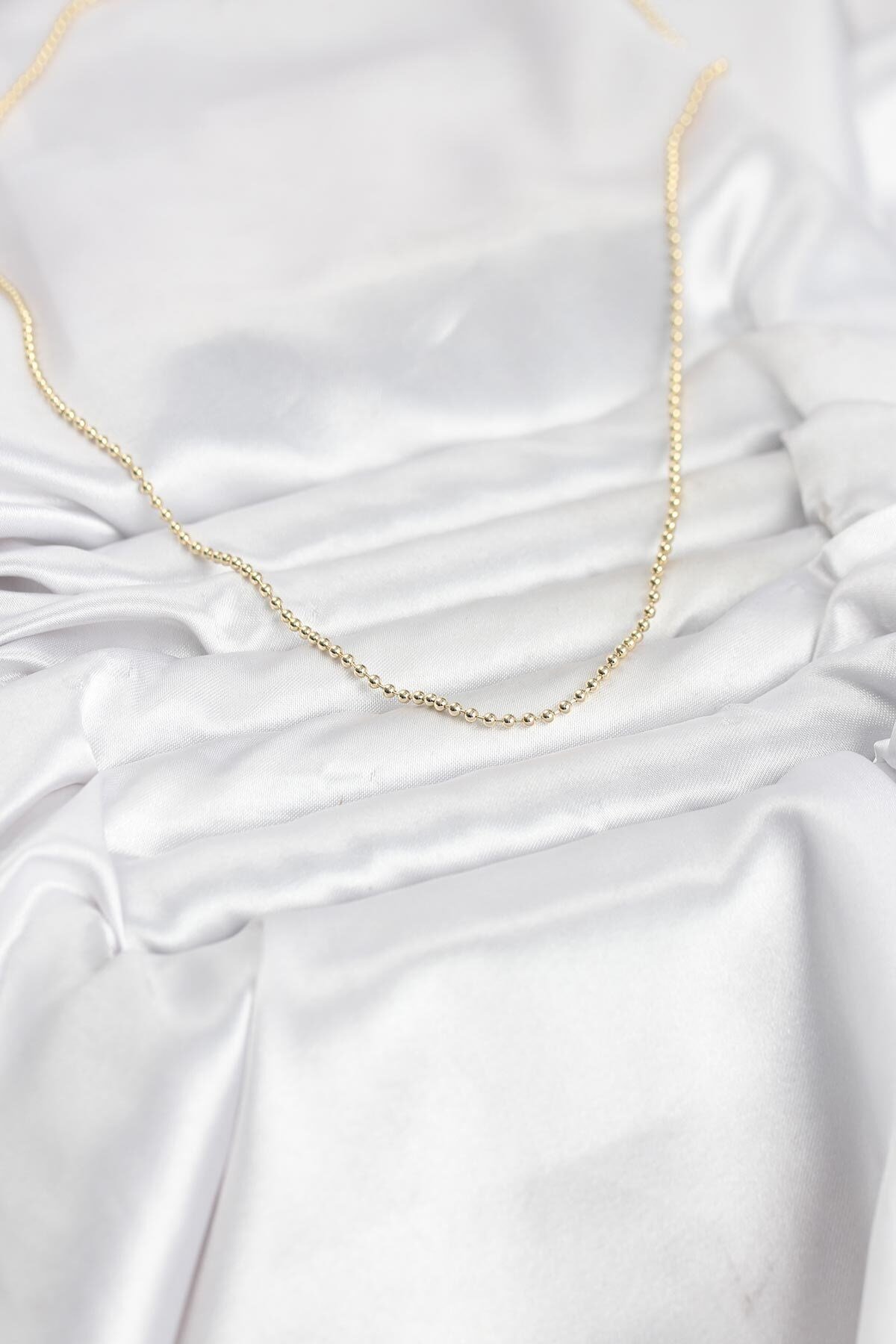 CM 14K Gold Renk Top Zincirli Model 60 cm Kadın Kolye