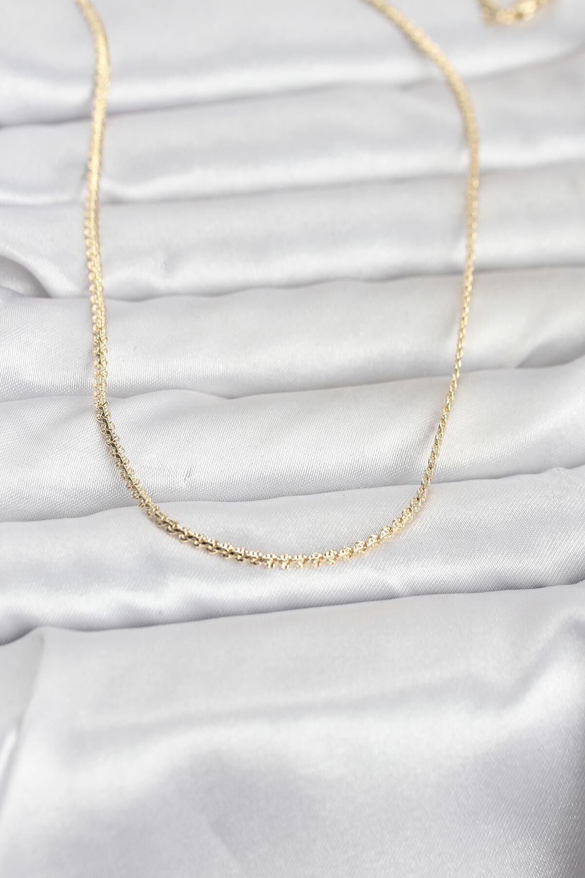 CM 14K Gold Renk Yassı Zincir Model 60 cm Kadın Kolye