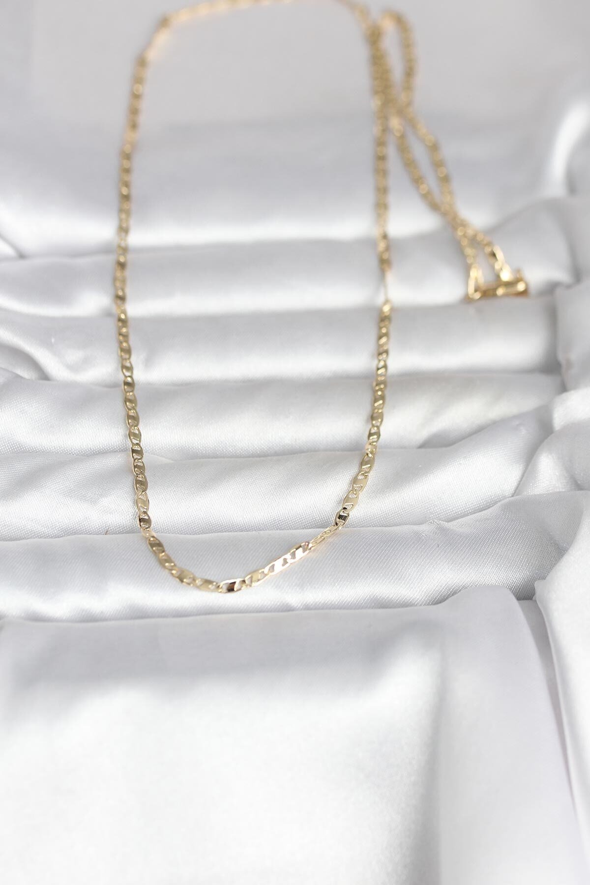 CM 14K Gold Renk Yassı Zincir Model 60 cm Kadın Kolye