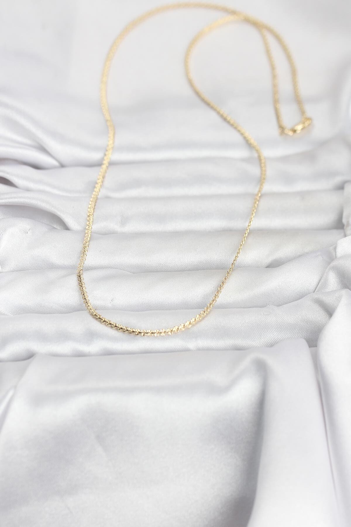 CM 14K Gold Renk Yassı Zincir Model 60 cm Kadın Kolye