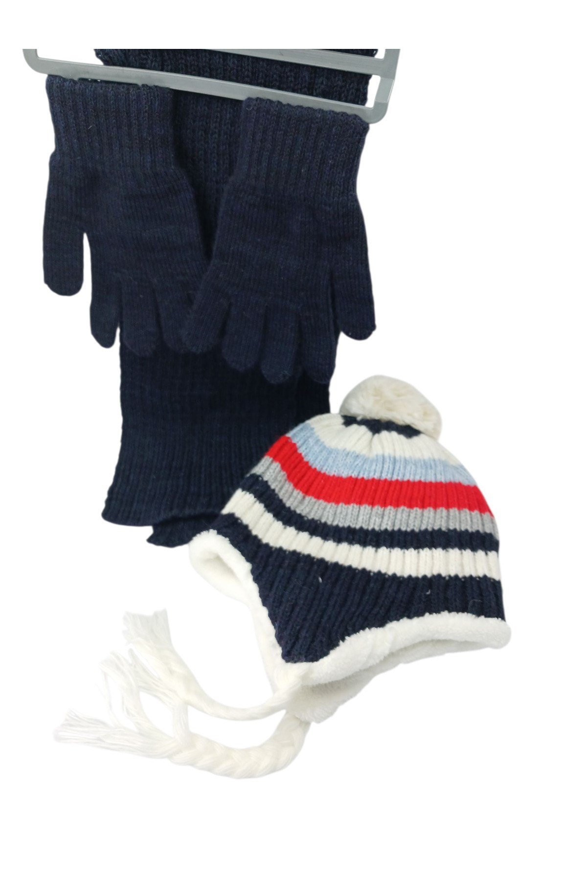 Çocuk Atkı Bere Eldiven 3’lü Set Unisex Garson Ponponlu Kürklü İpli Triko Kışlık Hediyelik