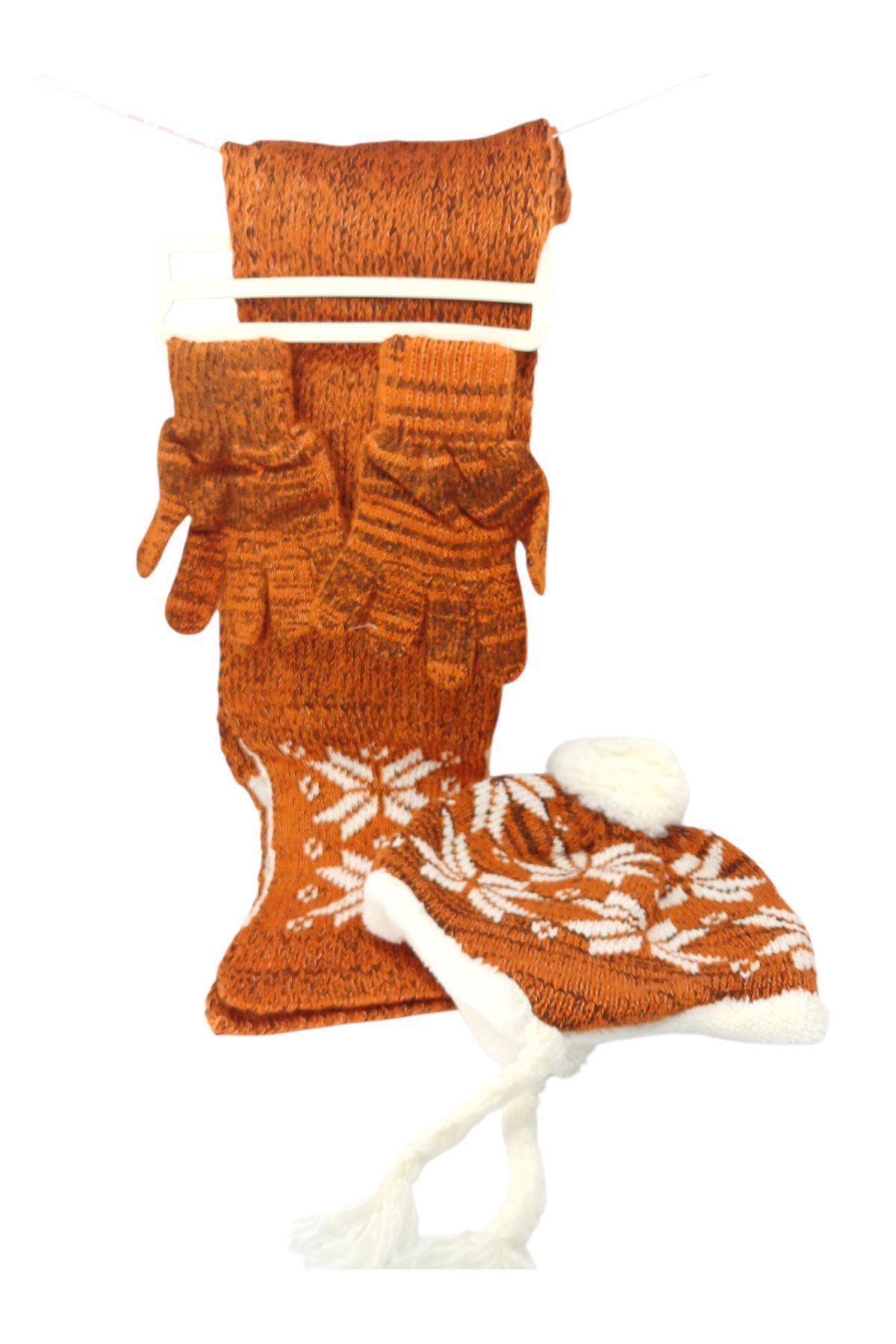 Çocuk Atkı Bere Eldiven 3’lü Set Unisex Garson Ponponlu Kürklü İpli Triko Kışlık Hediyelik
