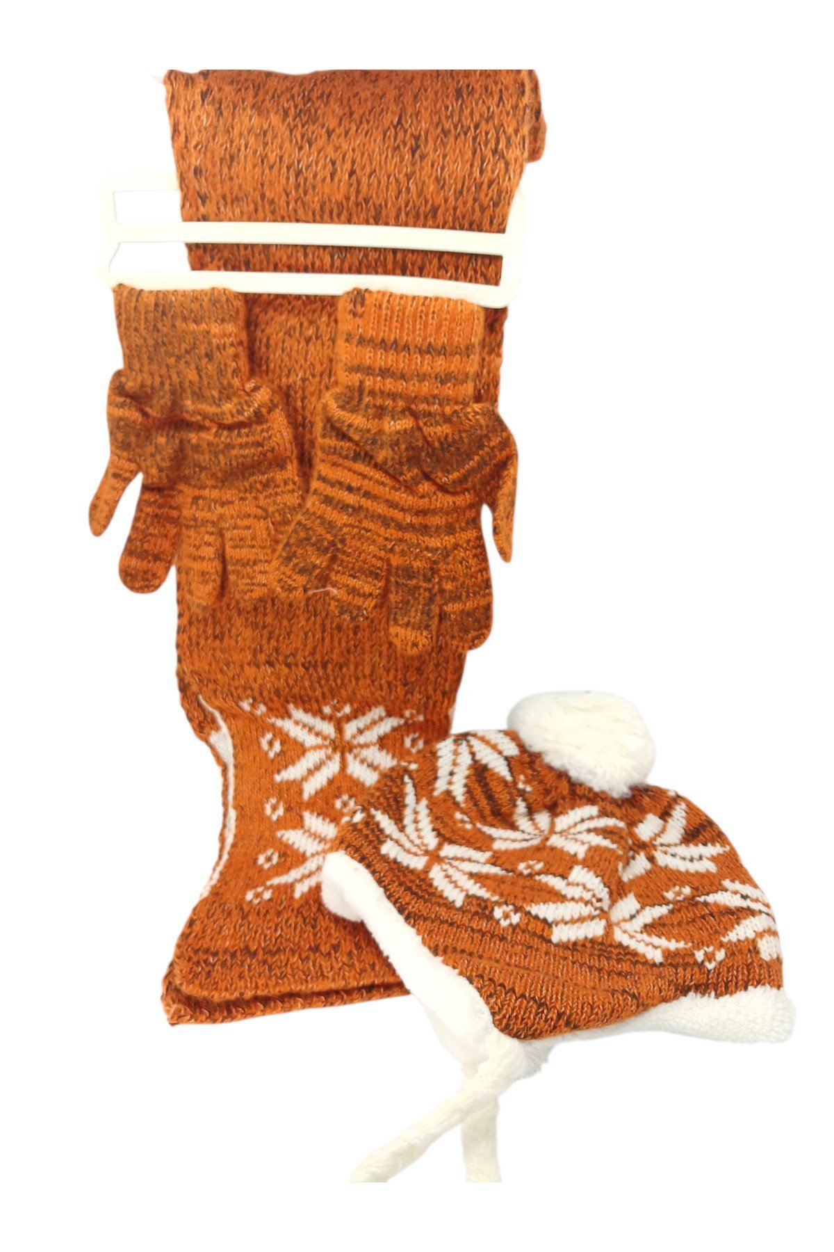 Çocuk Atkı Bere Eldiven 3’lü Set Unisex Garson Ponponlu Kürklü İpli Triko Kışlık Hediyelik