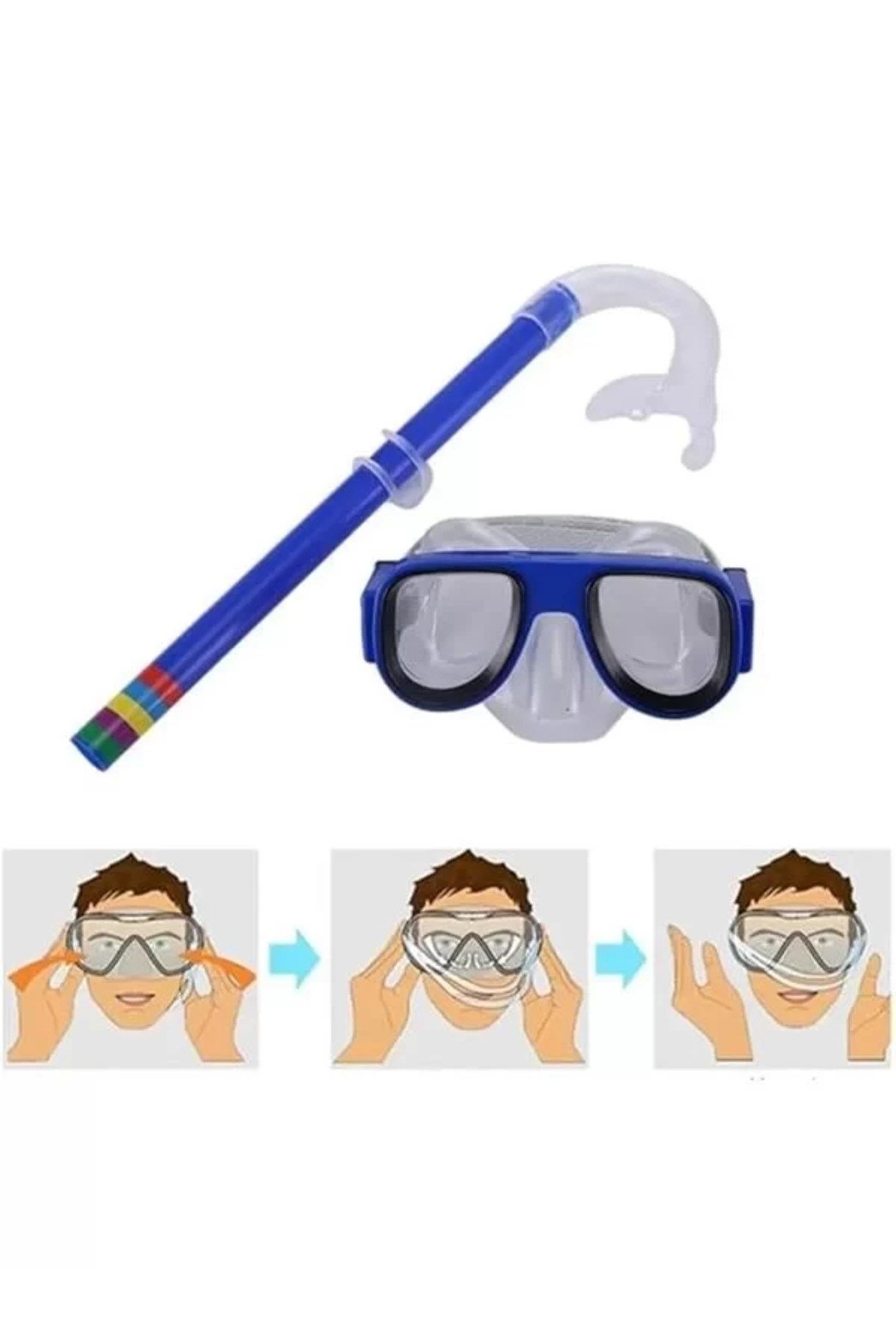 Çocuk Deniz Havuz Yüzme Seti Gözlük ve Snorkel Seti Renkli Dalış Seti