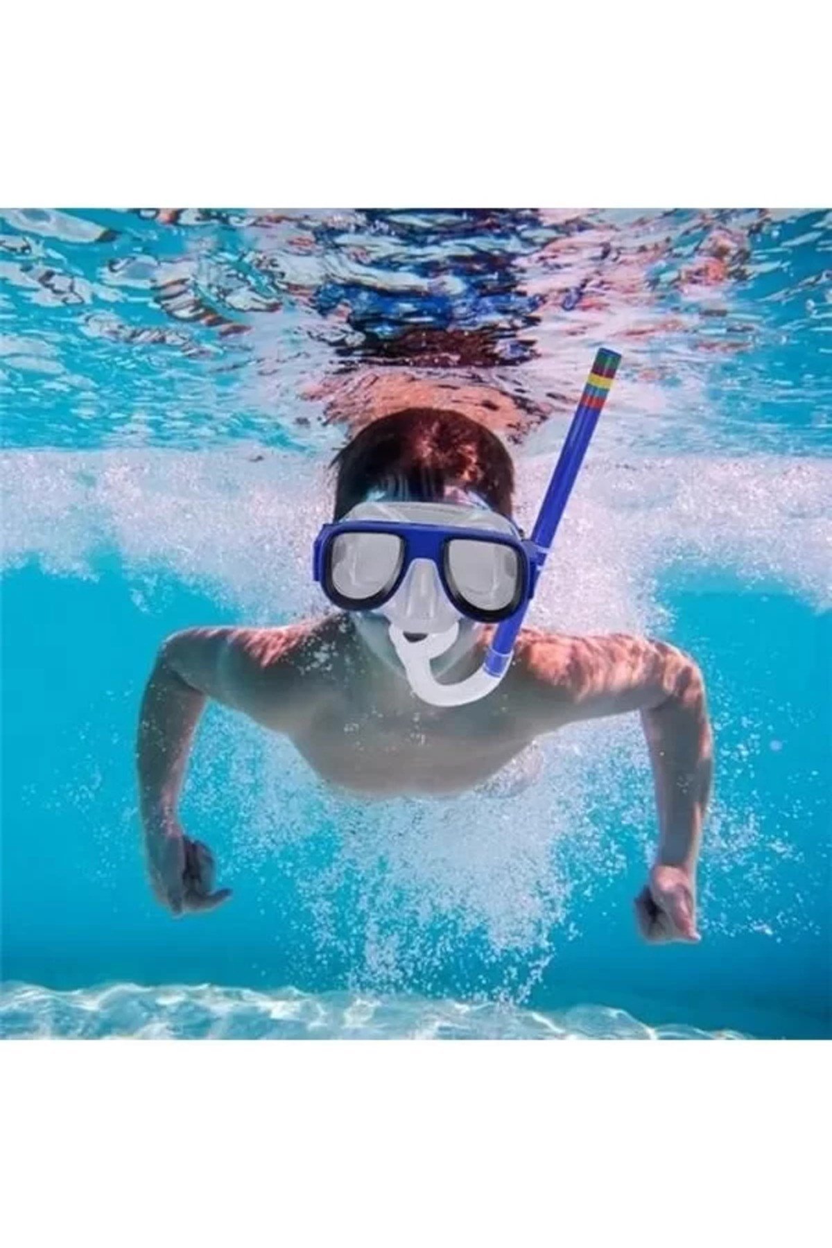 Çocuk Deniz Havuz Yüzme Seti Gözlük ve Snorkel Seti Renkli Dalış Seti