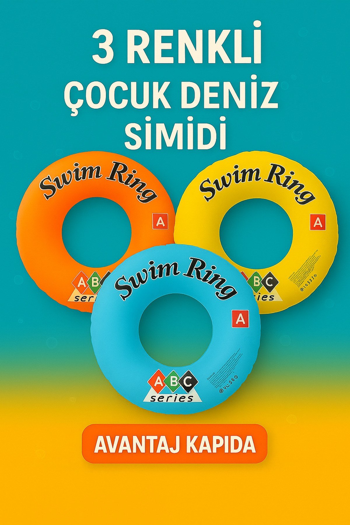 Çocuk Deniz Simidi ABCD Sarı Model – 3–7 Yaş / 25 kg’a Kadar