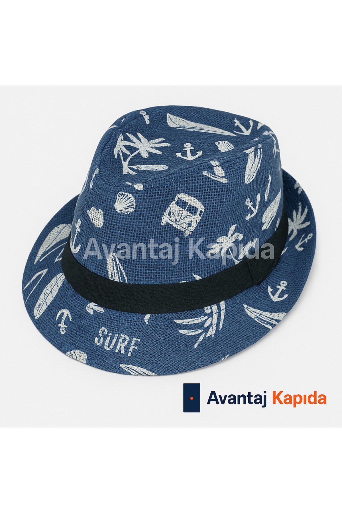Çocuk Fötr Hasır Şapka Yazlık Desenli Erkek Kız Gölgelikli Fedora Plaj Şapkası Krem