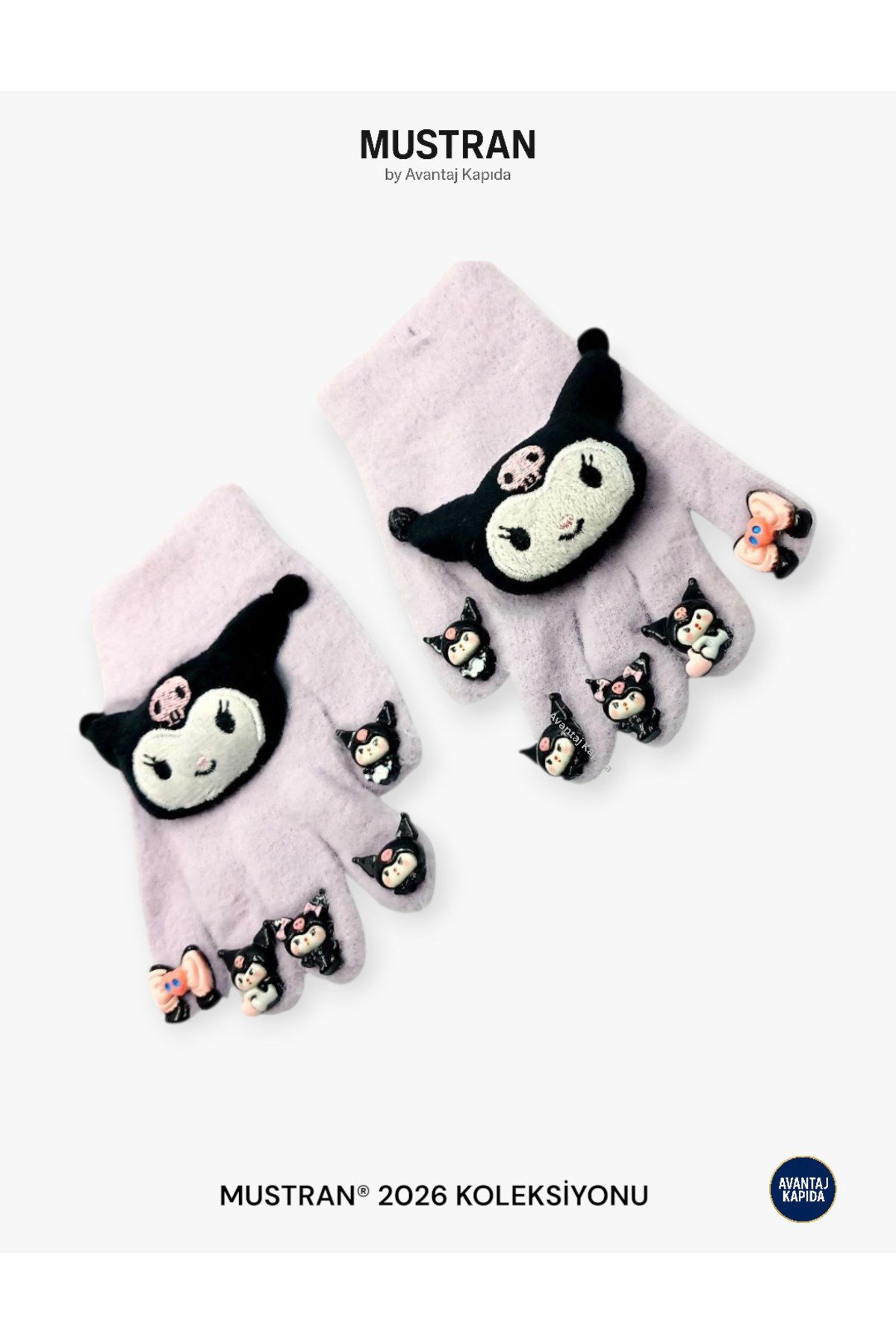 Çocuk Karakter Figürlü Peluş Triko Eldiven | 4-12 Yaş Esnek Kumaşlı Sıcak Tutucu Kışlık
