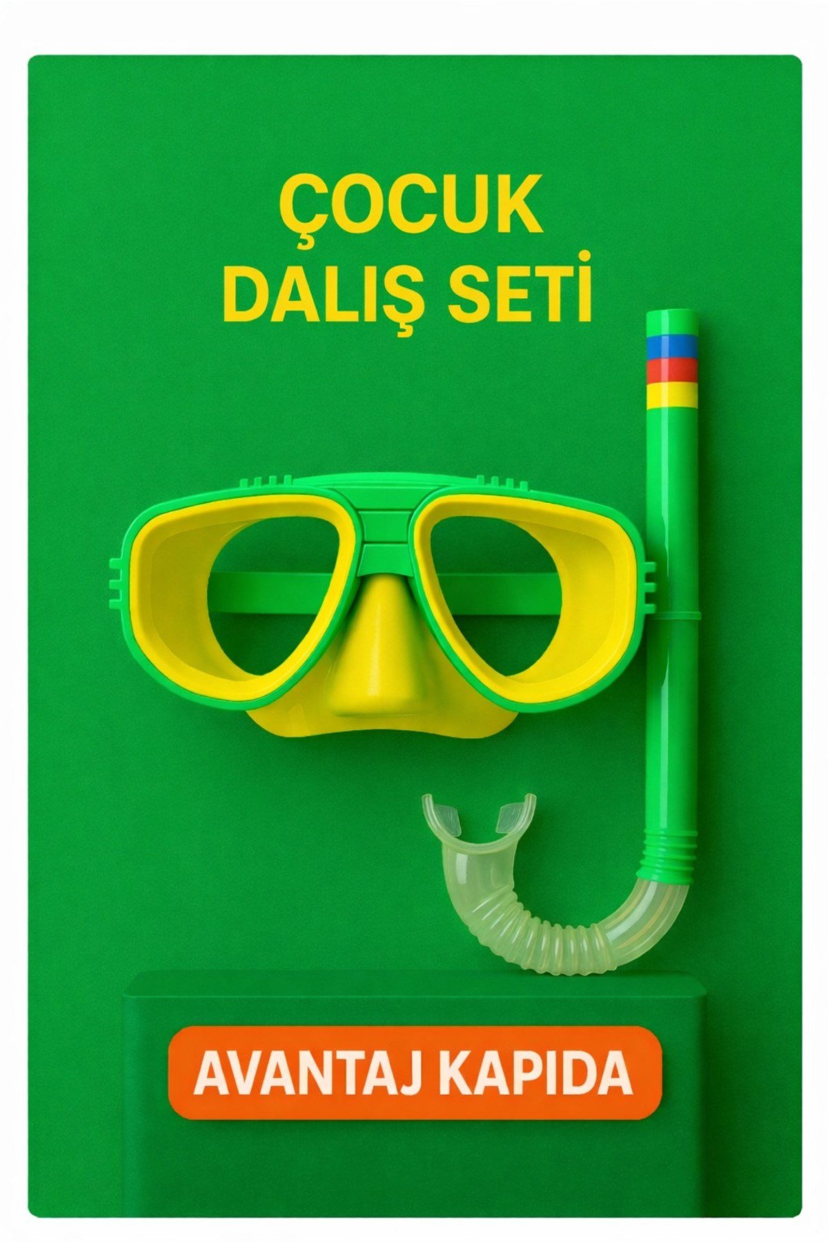 Çocuk Maske Şnorkel Dalış Seti Orta Boy 5-8 Yaş Ayarlanabilir Deniz Havuz