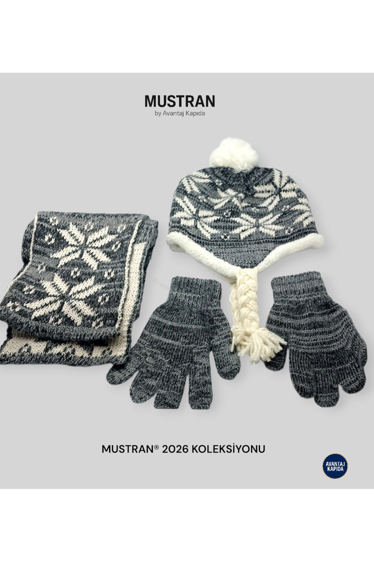 Çocuk Polar Astarlı Triko Bere Atkı Eldiven 3’lü Set - Kalın Örgü Kışlık Hediyelik Model
